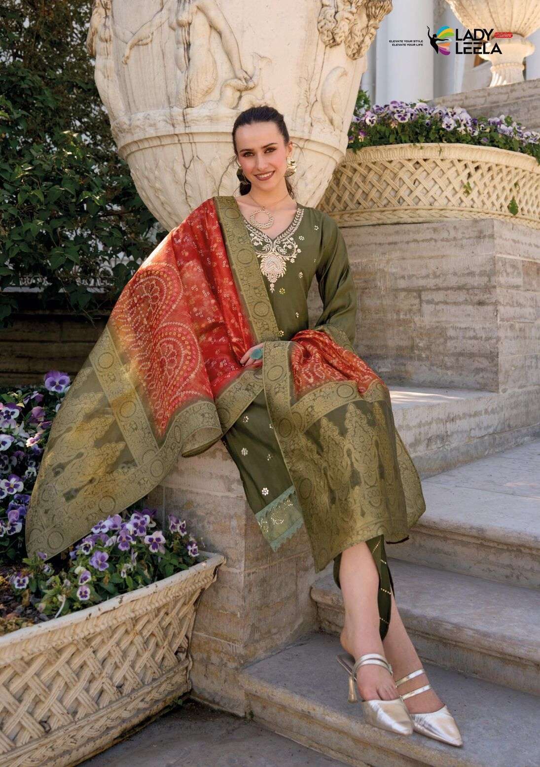 TULIPS VOL-2 BY LADY LEELA PURE HANDWORK ON VISCOSE SILK WITH DESIGNER WORK 