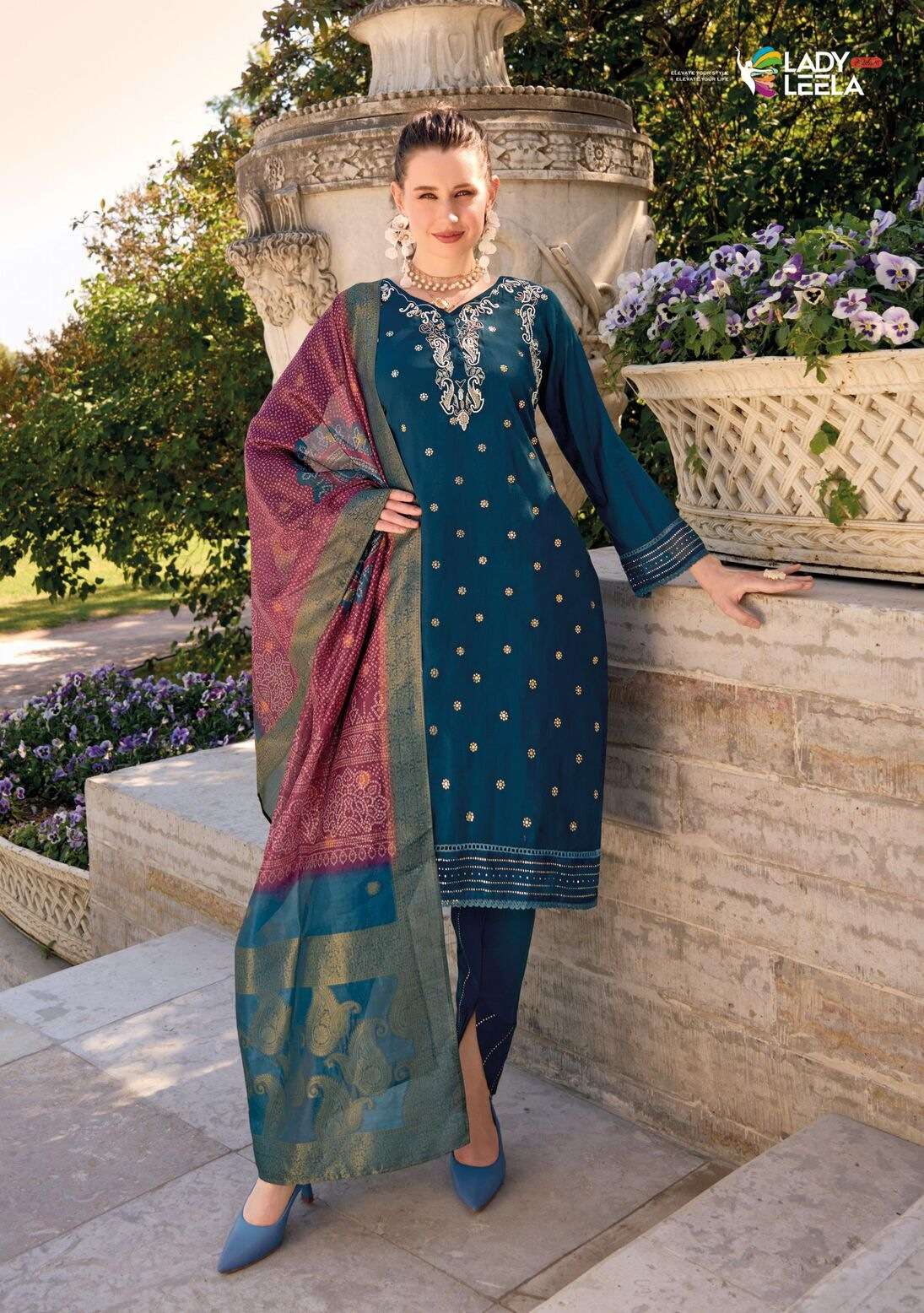 TULIPS VOL-2 BY LADY LEELA PURE HANDWORK ON VISCOSE SILK WITH DESIGNER WORK 