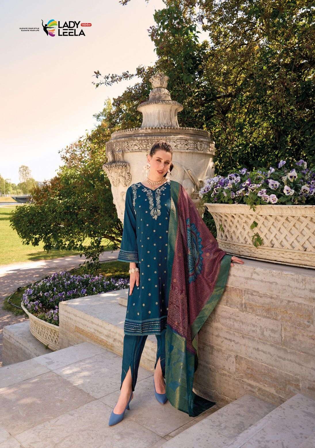 TULIPS VOL-2 BY LADY LEELA PURE HANDWORK ON VISCOSE SILK WITH DESIGNER WORK 