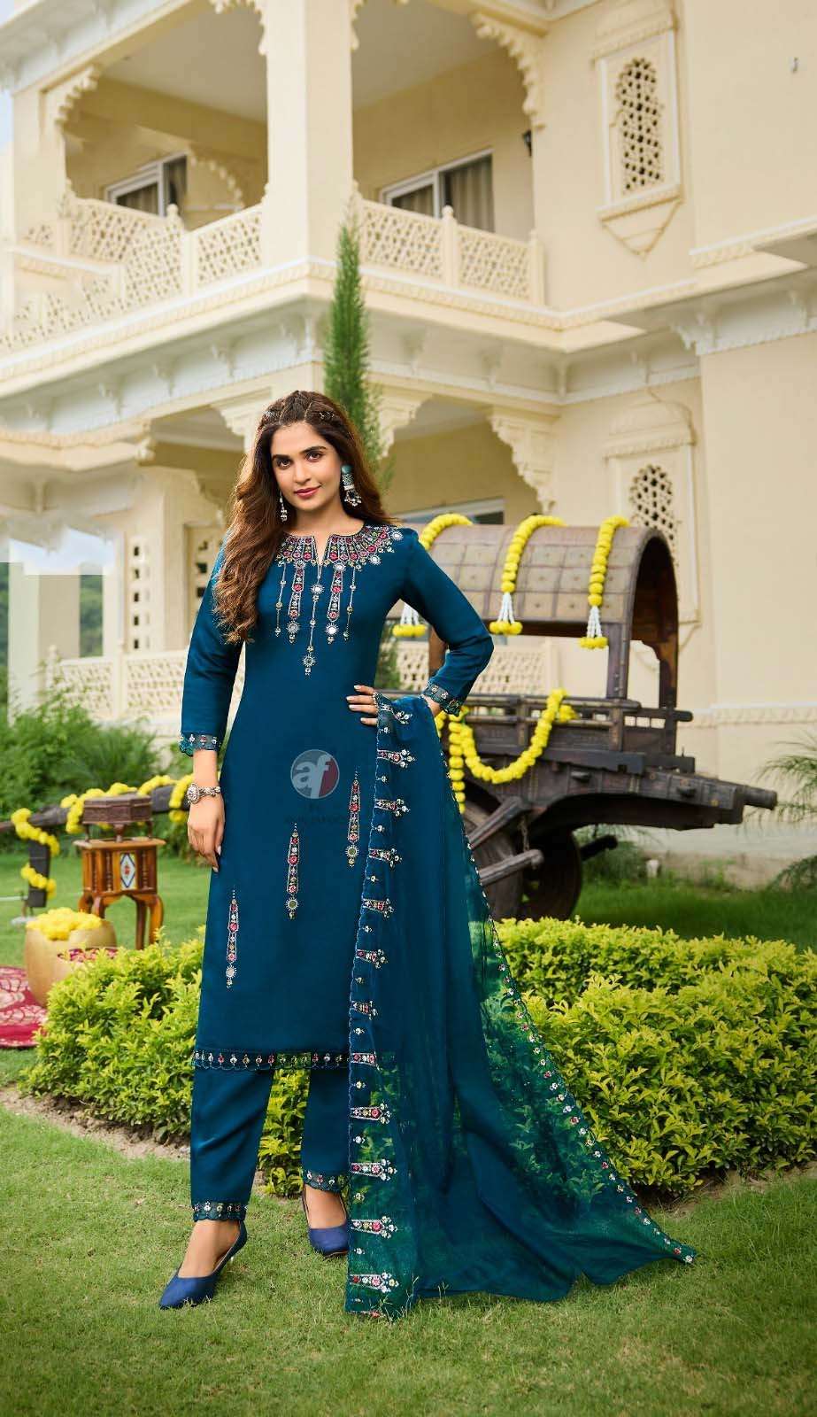 TY- 3813 AF VISCOSE FABRIC BEAUTIFUL EMBROIDERY KURTI PANT WITH DUPATTA