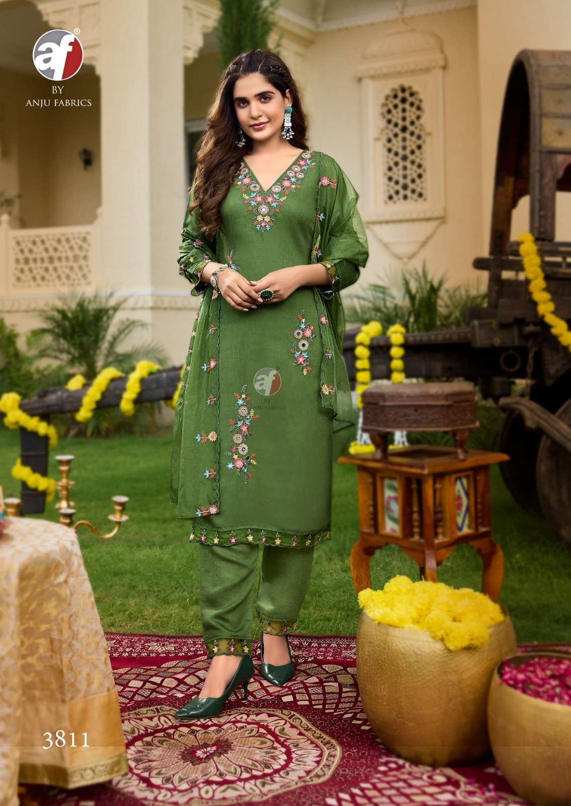 TYOHAAR VOL-2 BY ANJU FABRICS VISCOSE FABRIC BEAUTIFUL EMBROIDERY KURTI PANT WITH DUPATTA 
