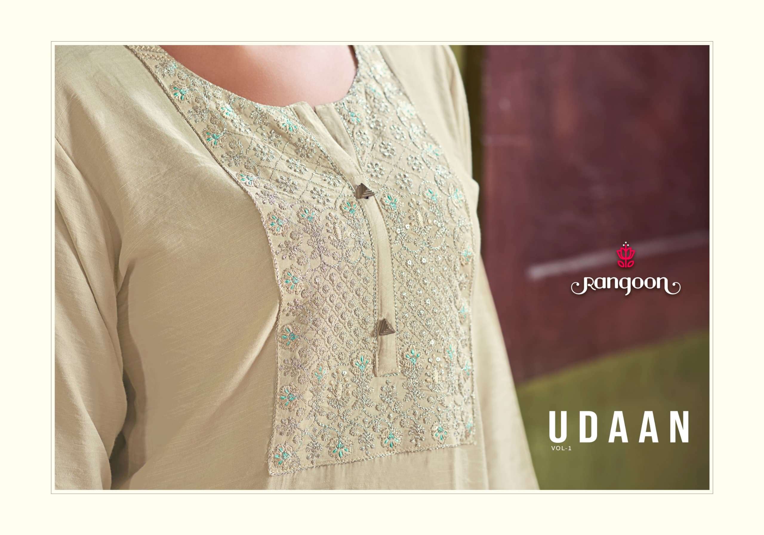 UDAAN BY RANGOON VISCOSE WITH HEAVY FANCY EMBROIDERY WORK KURTI 