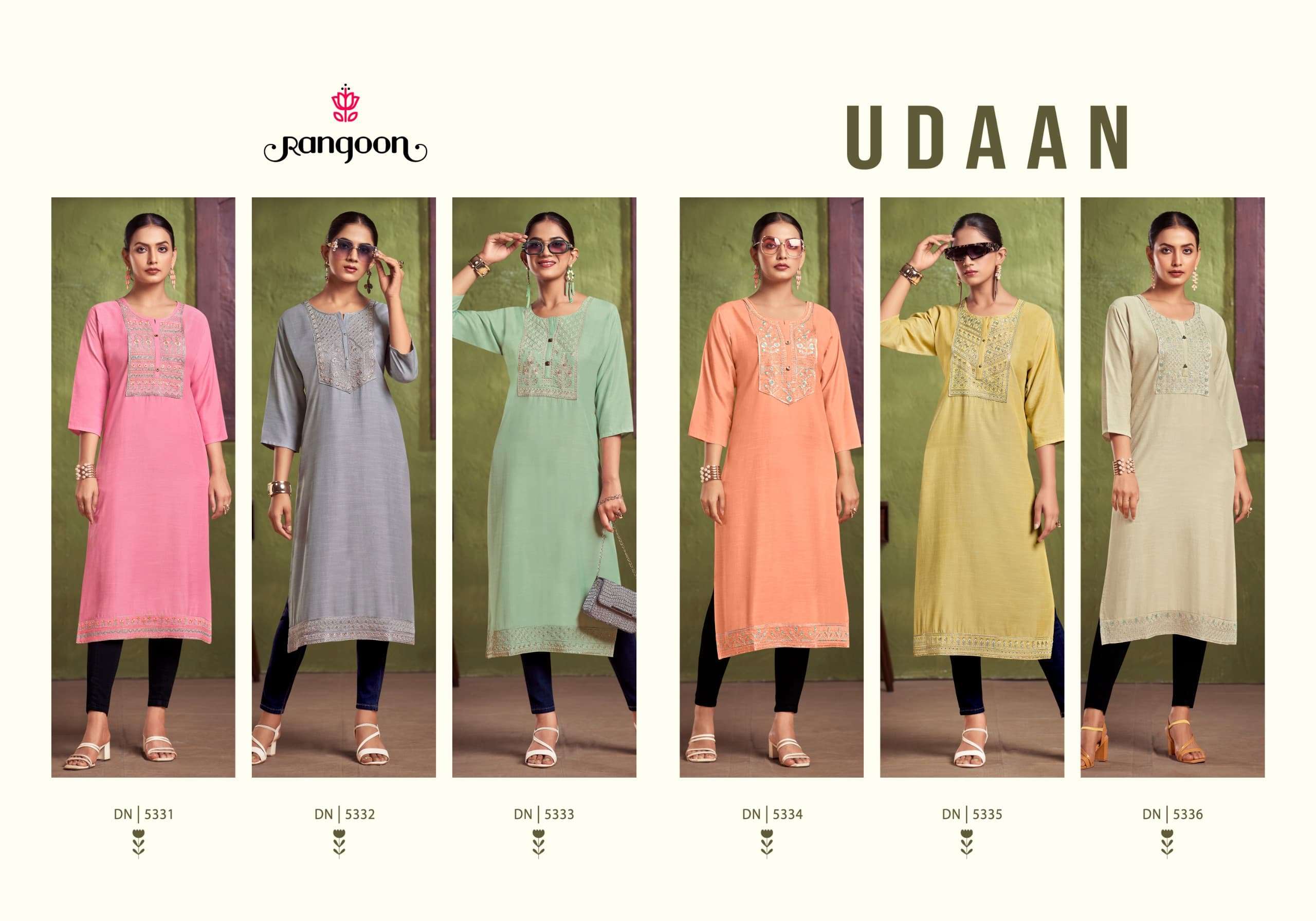 UDAAN BY RANGOON VISCOSE WITH HEAVY FANCY EMBROIDERY WORK KURTI 