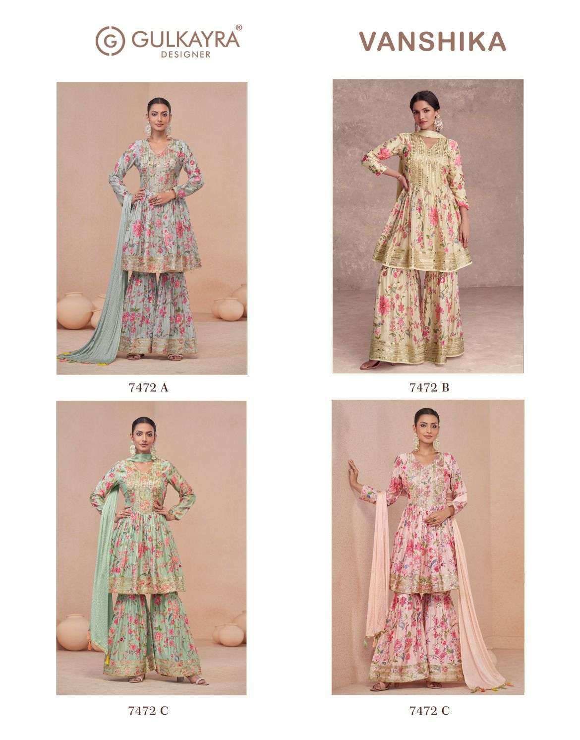 VANSHIKA BY GULKAYRA DESIGNER REAL CHINON DIGITAL PRINT WITH EMBROIDERY WORK 