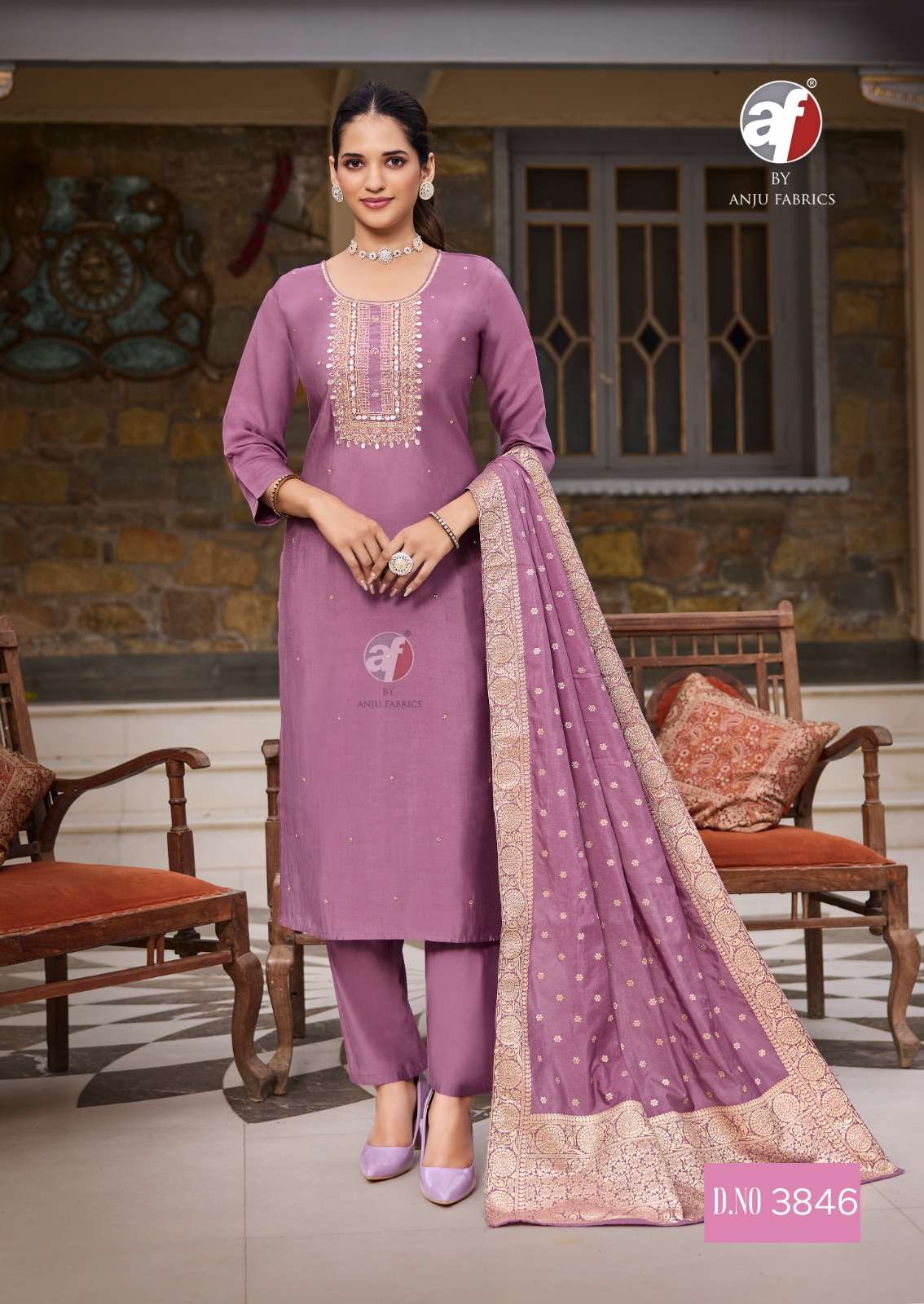VASTRA VOL-3 BY ANJU FABRICS ROMAN SILK PURE HAND WORK KURTI PANT WIH JACQUARD DUPATTA 