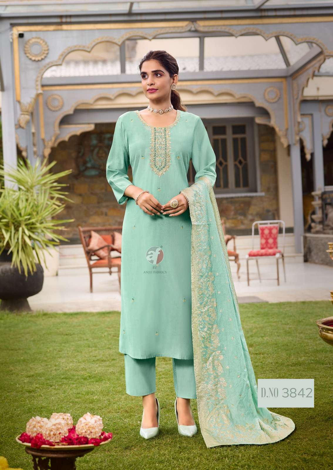 VASTRA VOL-3 BY ANJU FABRICS ROMAN SILK PURE HAND WORK KURTI PANT WIH JACQUARD DUPATTA 