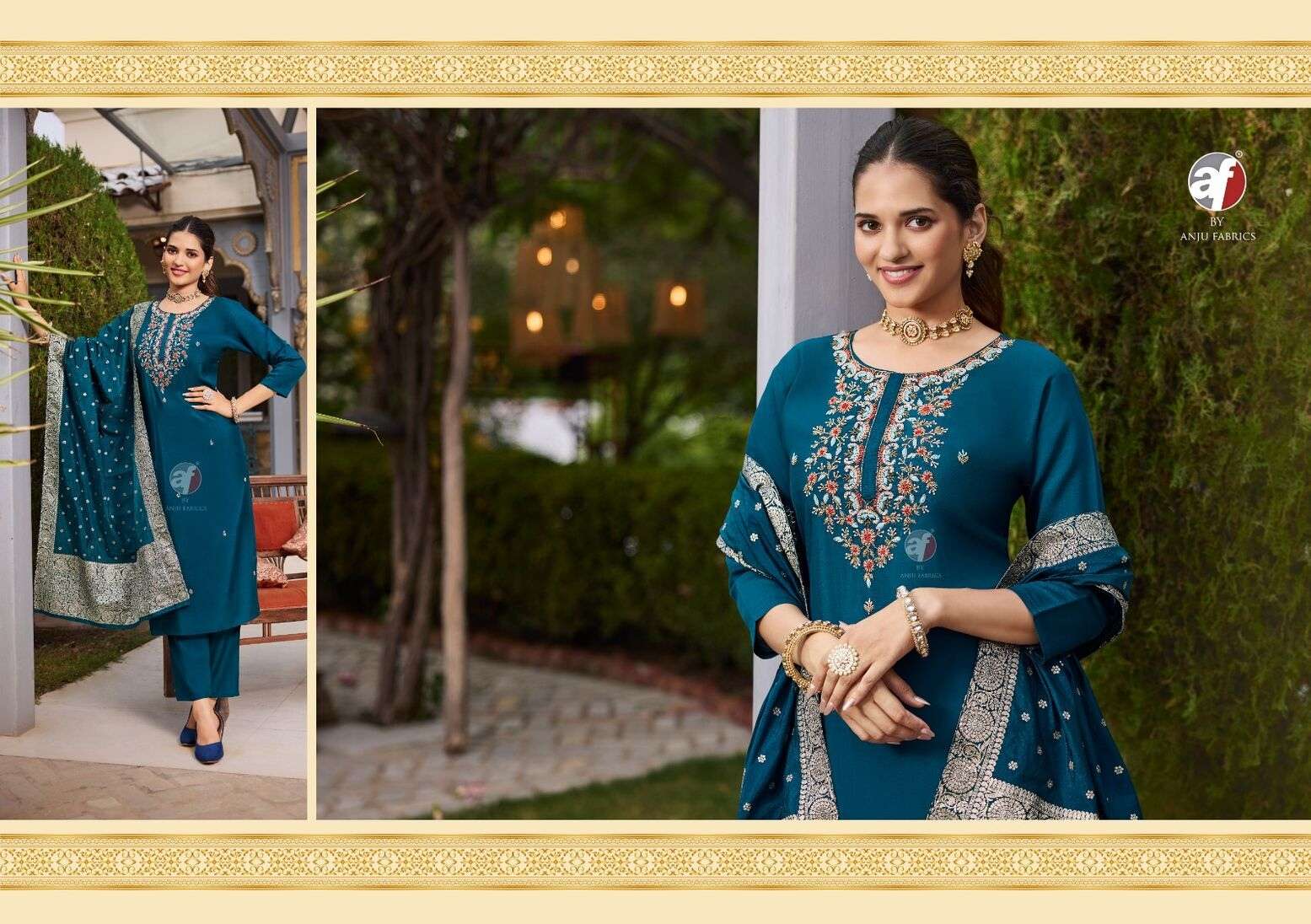 VASTRA VOL-3 BY ANJU FABRICS ROMAN SILK PURE HAND WORK KURTI PANT WIH JACQUARD DUPATTA 