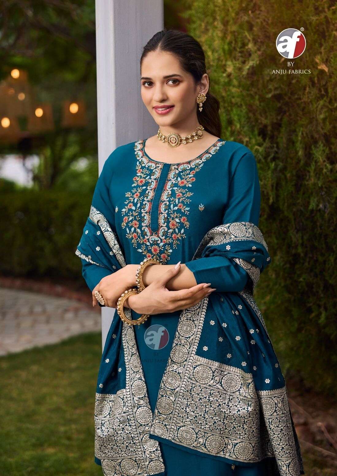 VASTRA VOL-3 BY ANJU FABRICS ROMAN SILK PURE HAND WORK KURTI PANT WIH JACQUARD DUPATTA 