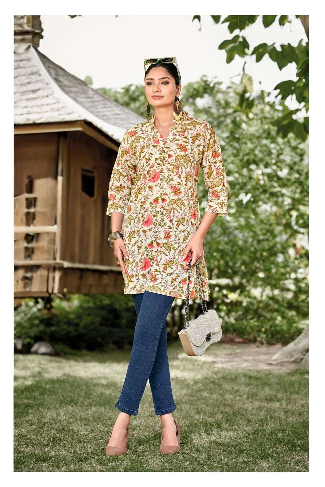 VICTORIA VOL-4 BY TIPS & TOPS PREMIUM COTTON FOIL PRINTS FANCY SHORT TUNICS