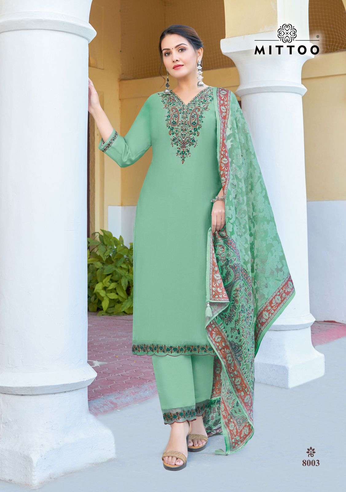 VIVAH BY MITTOO PURE VISCOSE KURTI PANT & DUPATTA WITH WORK 