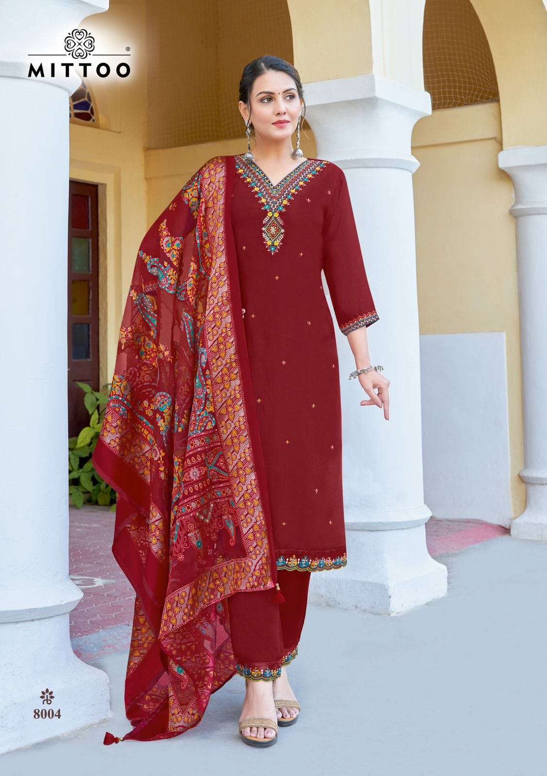 VIVAH BY MITTOO PURE VISCOSE KURTI PANT & DUPATTA WITH WORK 