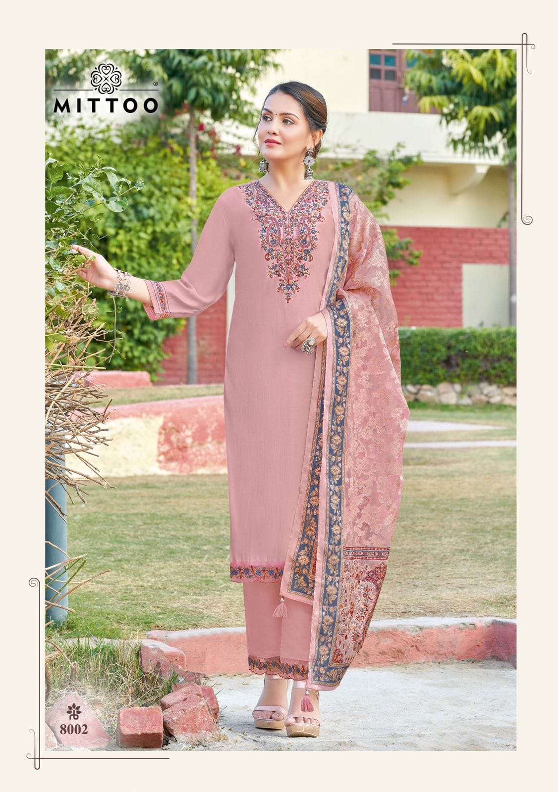 VIVAH BY MITTOO PURE VISCOSE KURTI PANT & DUPATTA WITH WORK 