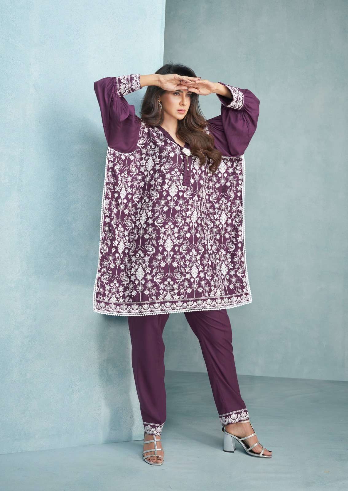 VM-5006 VR HEAVY RAYON STYLISH EMBROIDERY CO-ORD SET