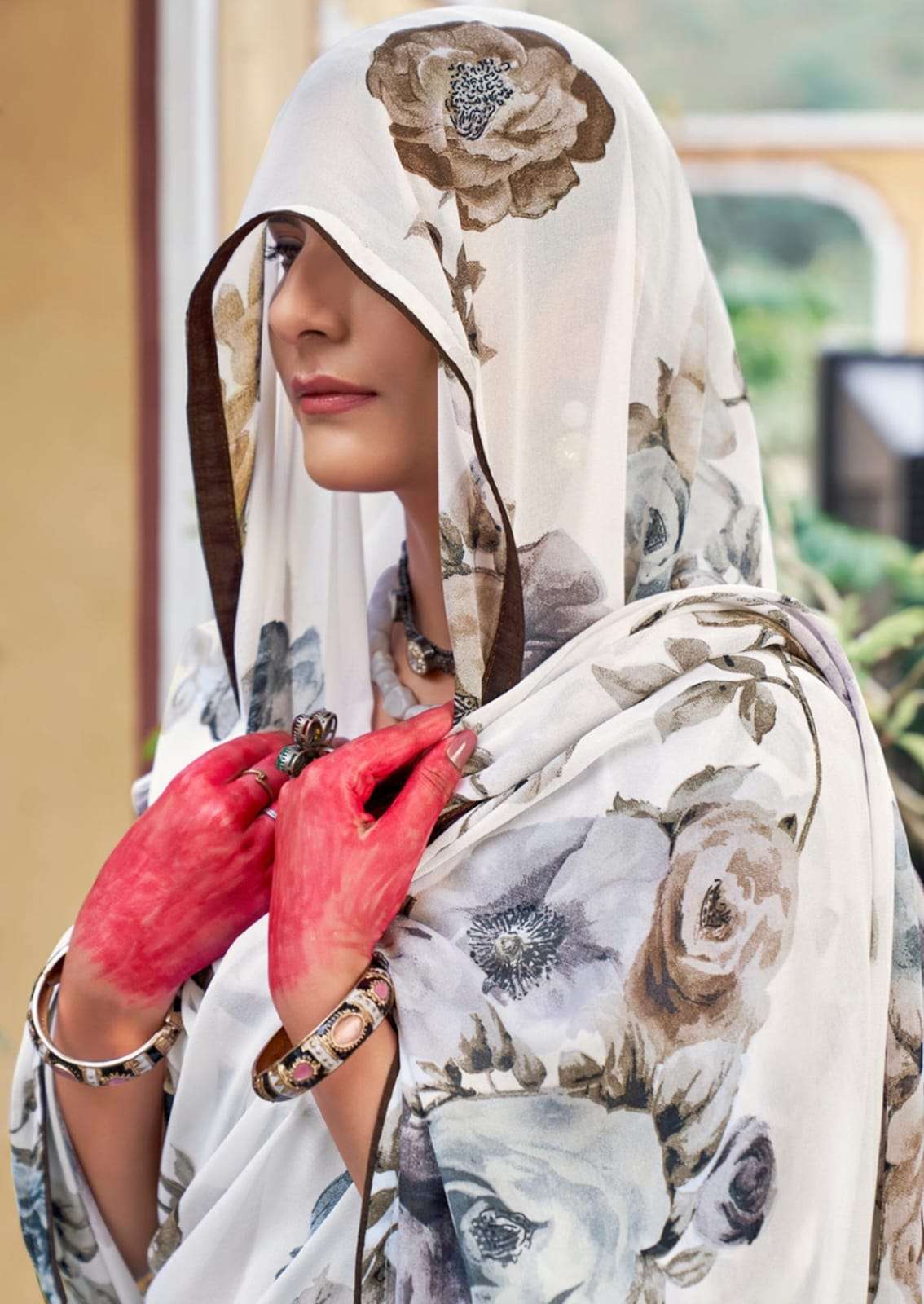 WHITE SPECIAL 4085 TO 4090 BY KASHVI CREATION DULL MOSS PRINTED SAREES 