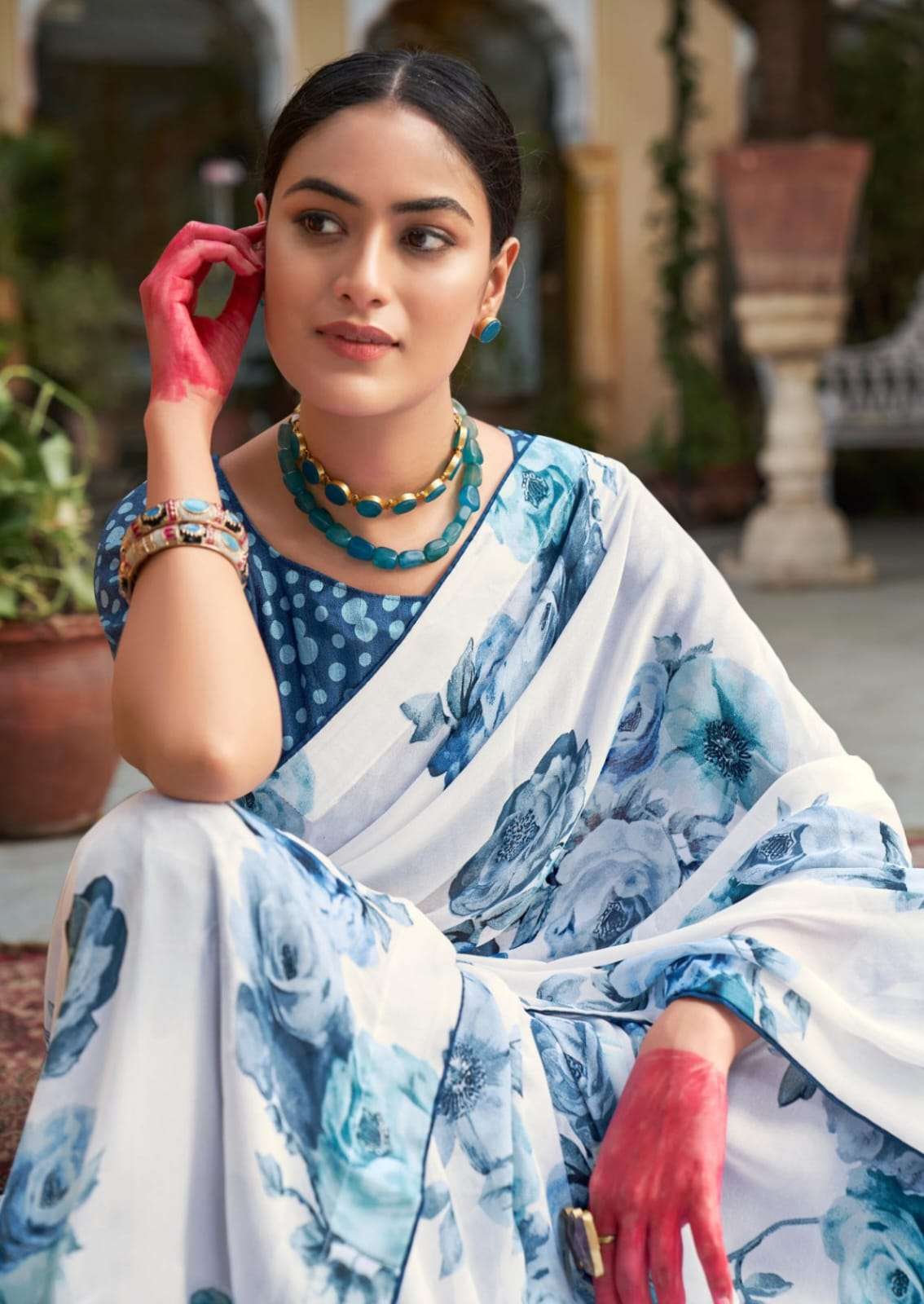 WHITE SPECIAL 4085 TO 4090 BY KASHVI CREATION DULL MOSS PRINTED SAREES 