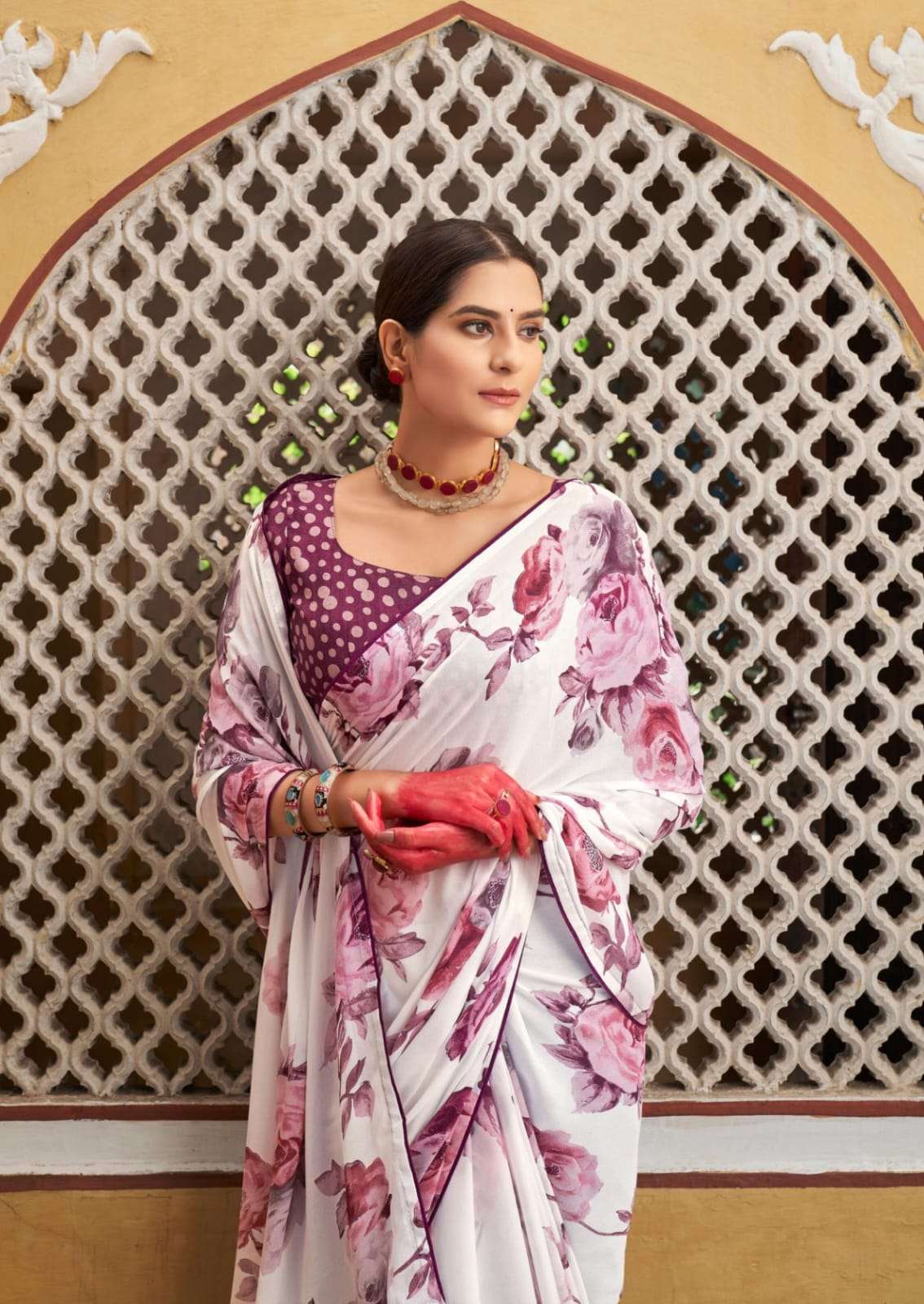 WHITE SPECIAL 4085 TO 4090 BY KASHVI CREATION DULL MOSS PRINTED SAREES 