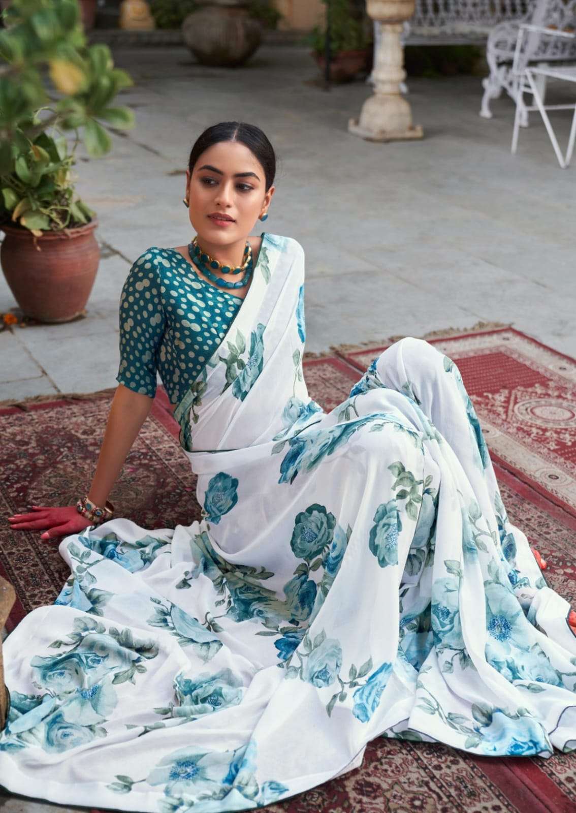 WHITE SPECIAL 4085 TO 4090 BY KASHVI CREATION DULL MOSS PRINTED SAREES 