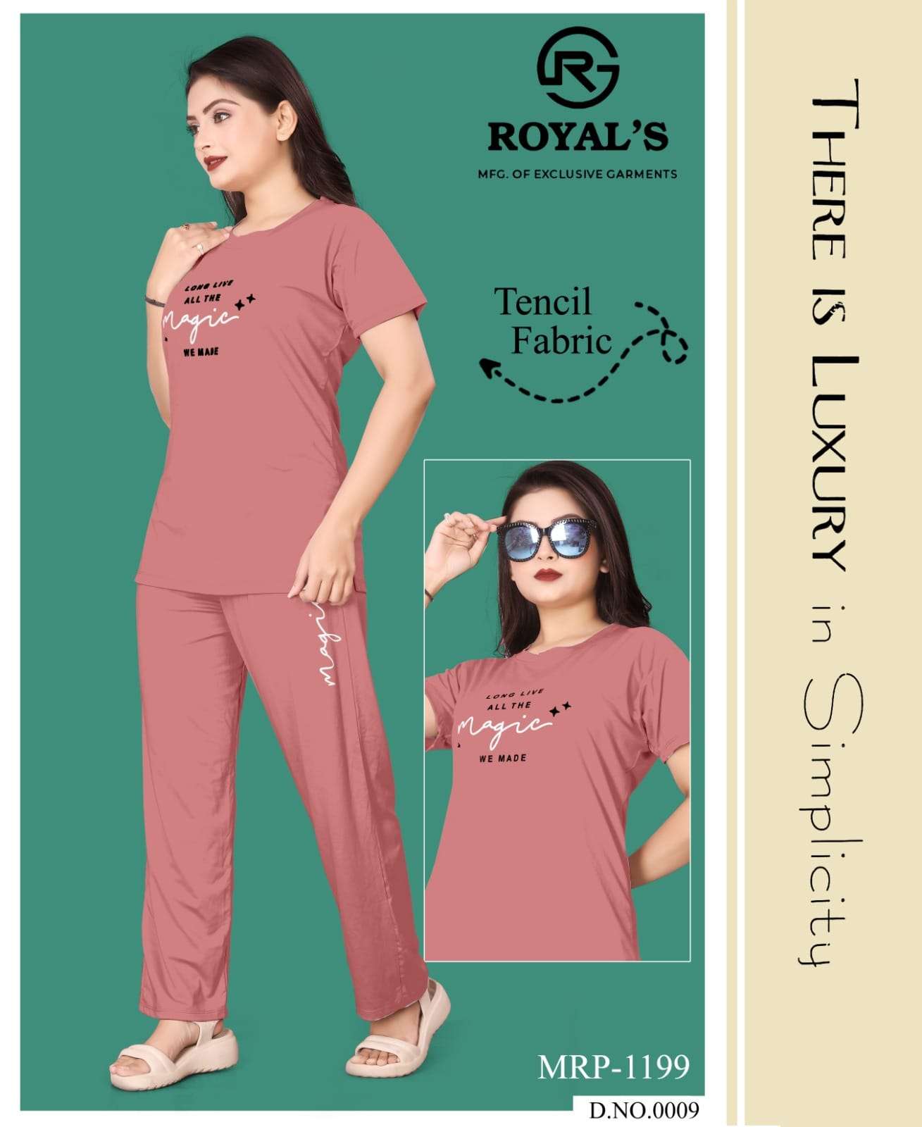 WOMEN TENCIL LYCRA ETHNIC TOP PANT SET BY ROYALS 