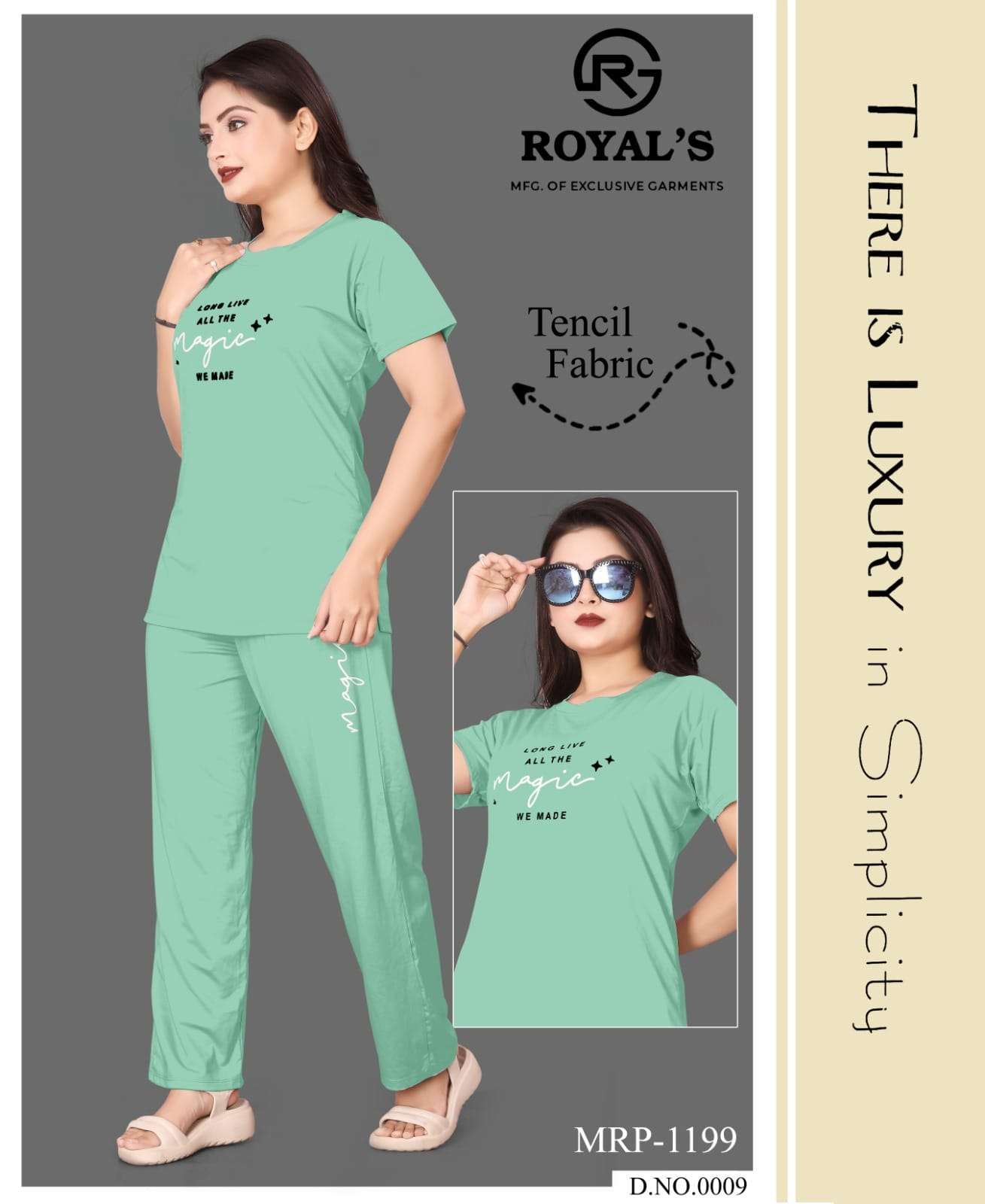 WOMEN TENCIL LYCRA ETHNIC TOP PANT SET BY ROYALS 