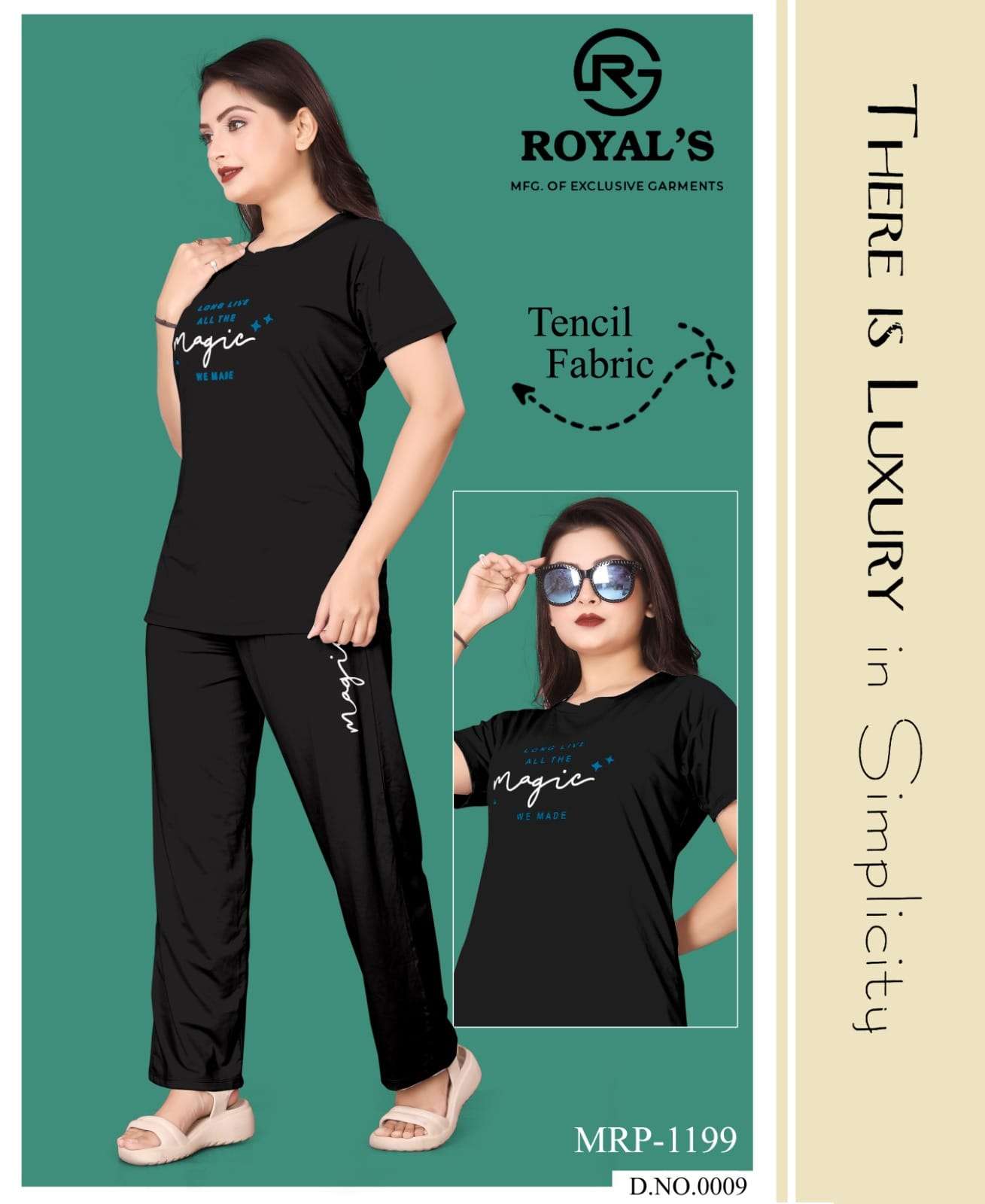 WOMEN TENCIL LYCRA ETHNIC TOP PANT SET BY ROYALS 