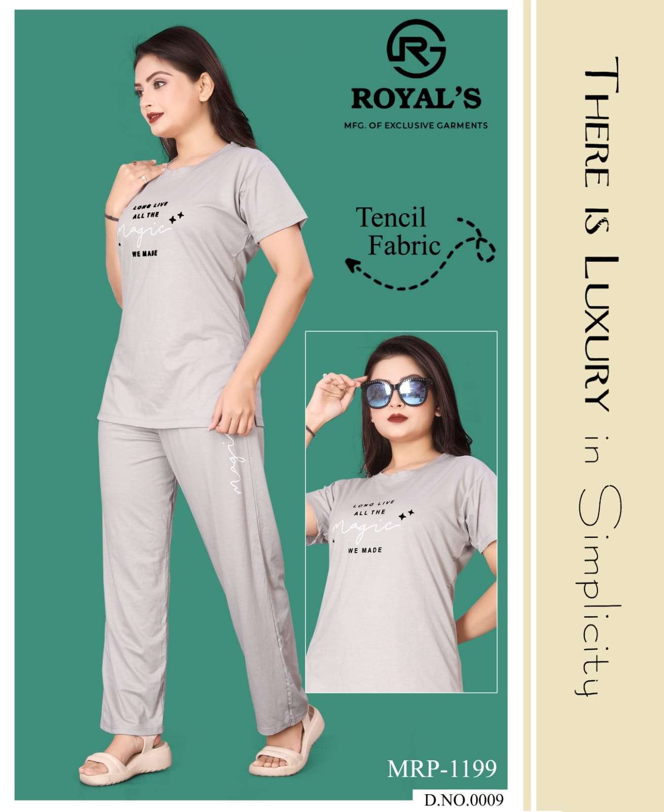 WOMEN TENCIL LYCRA ETHNIC TOP PANT SET BY ROYALS 