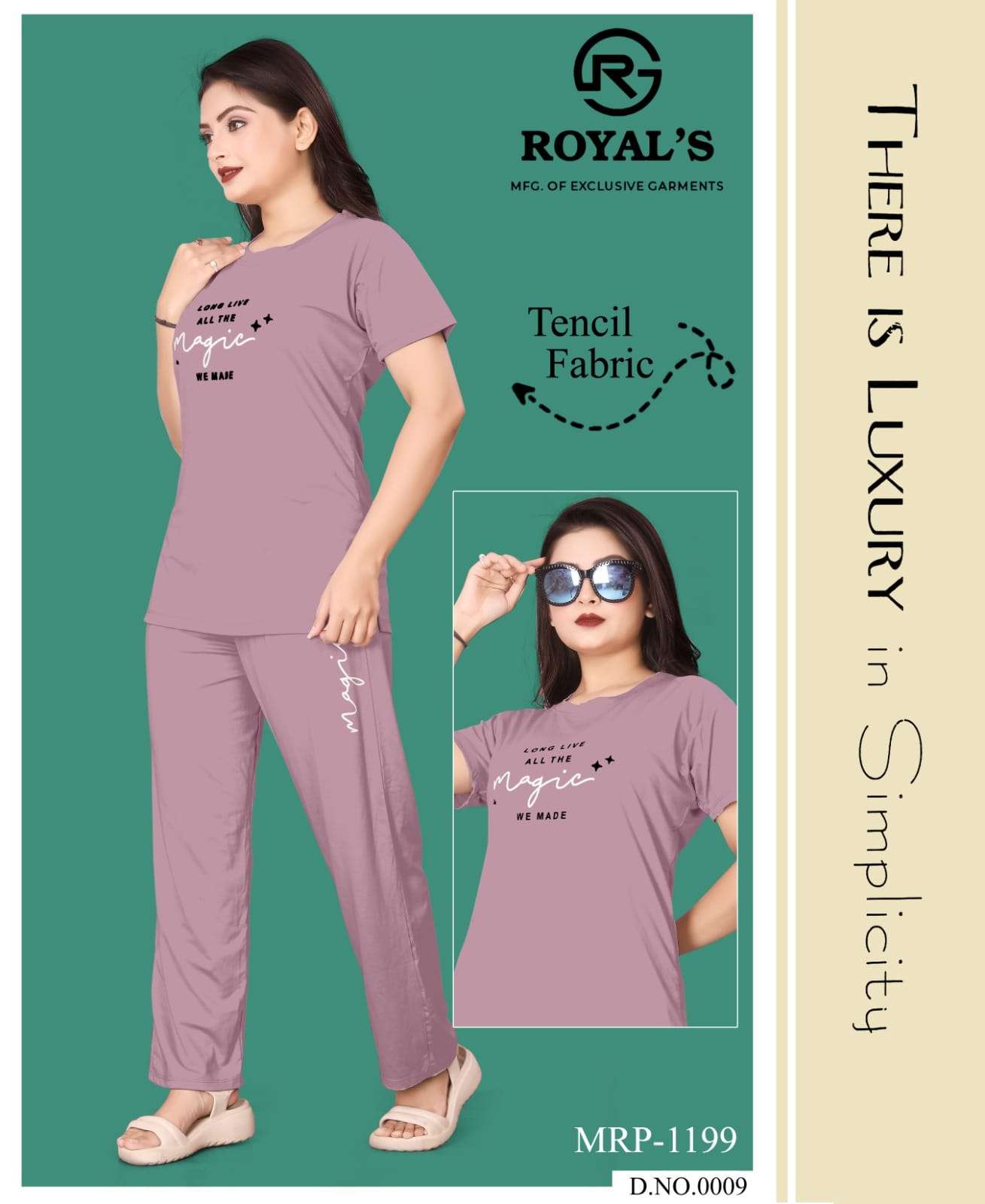 WOMEN TENCIL LYCRA ETHNIC TOP PANT SET BY ROYALS 