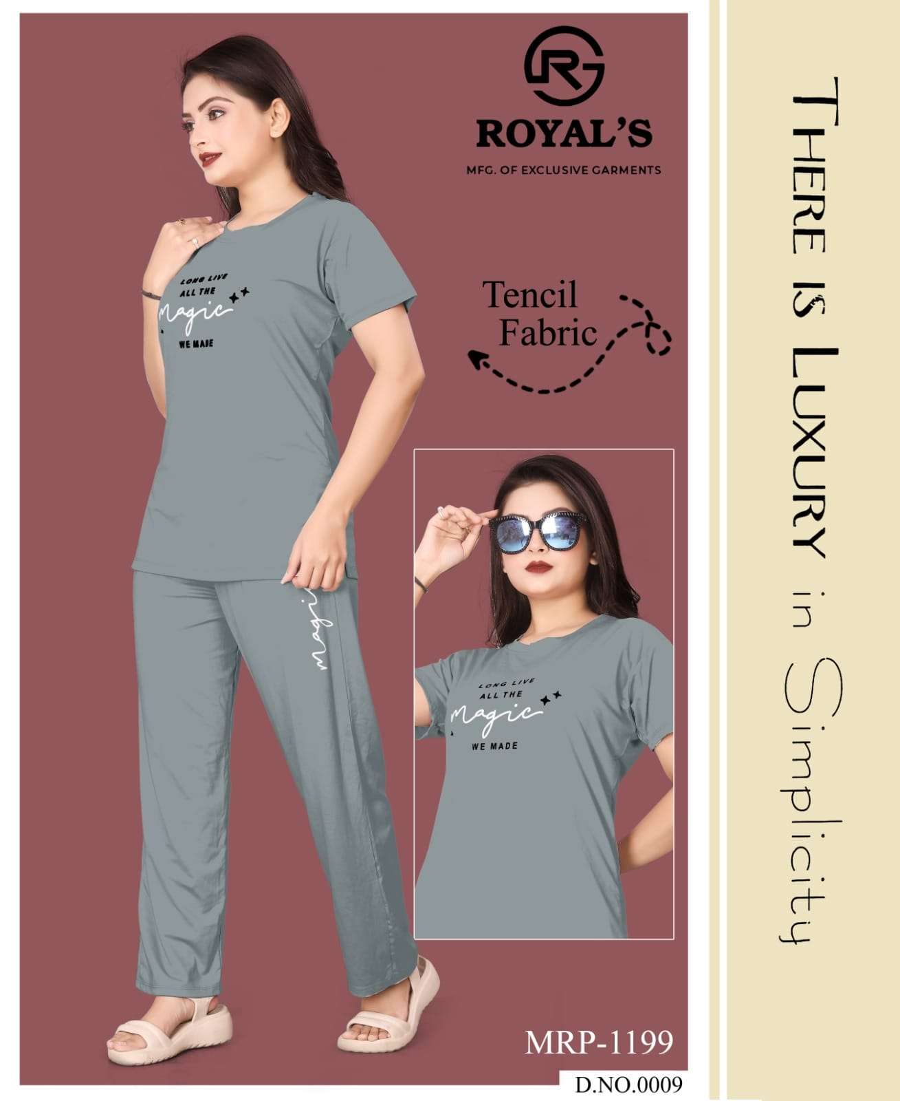 WOMEN TENCIL LYCRA ETHNIC TOP PANT SET BY ROYALS 