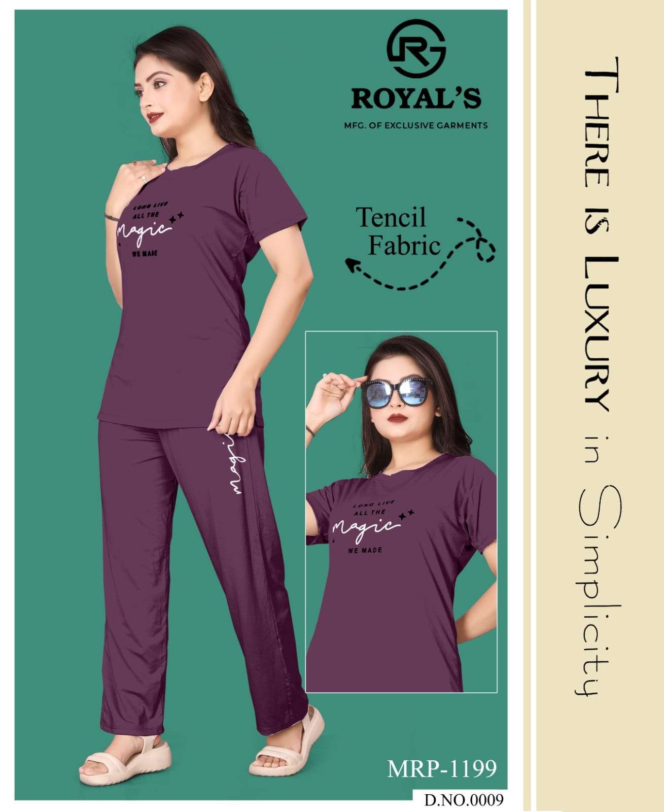 WOMEN TENCIL LYCRA ETHNIC TOP PANT SET BY ROYALS 