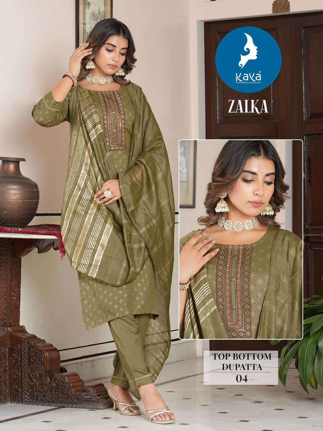 ZALKA BY KAYA KURTI RAYON PRINT 3 PCS CONCEPT WITH ONESIDE POCKET 