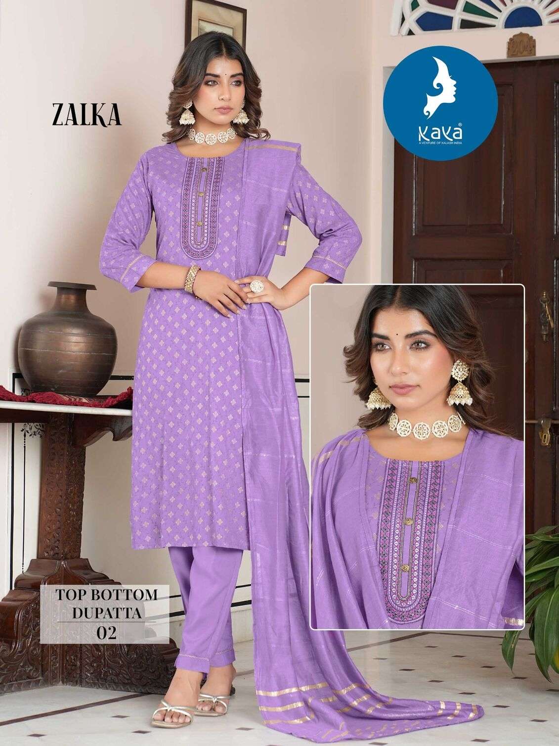 ZALKA BY KAYA KURTI RAYON PRINT 3 PCS CONCEPT WITH ONESIDE POCKET 