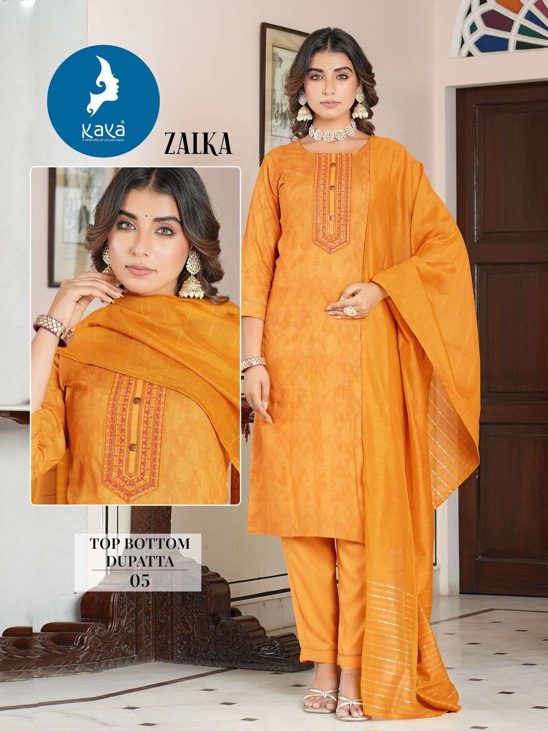 ZALKA BY KAYA KURTI RAYON PRINT 3 PCS CONCEPT WITH ONESIDE POCKET 