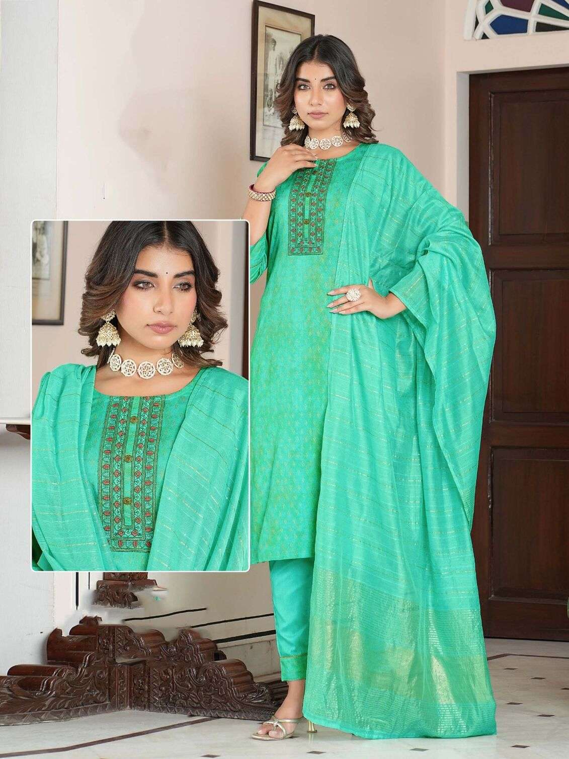 ZL-08 KK RAYON PRINT 3 PIECE CONCEPT WITH CHANDERI JACQUARD DUPATTA 