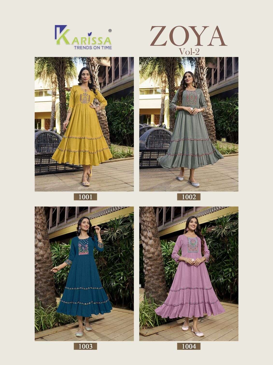 ZOYA VOL-2 BY KARISSA RAYON WITH LIVA TAG A LINE GHERA KURTI 