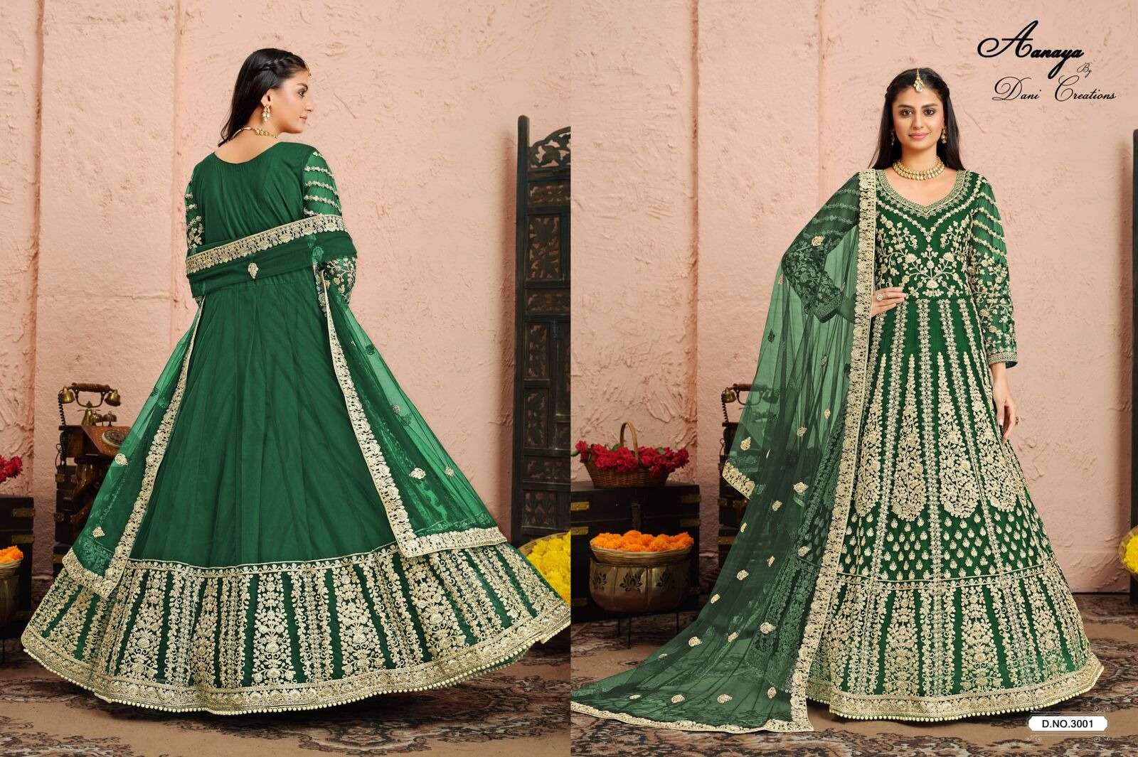 AANAYA 300 SERIES VOL-130 BY TWISHA HEAVY EMBROIDERY ANARKALI WITH NET DUPATTA 