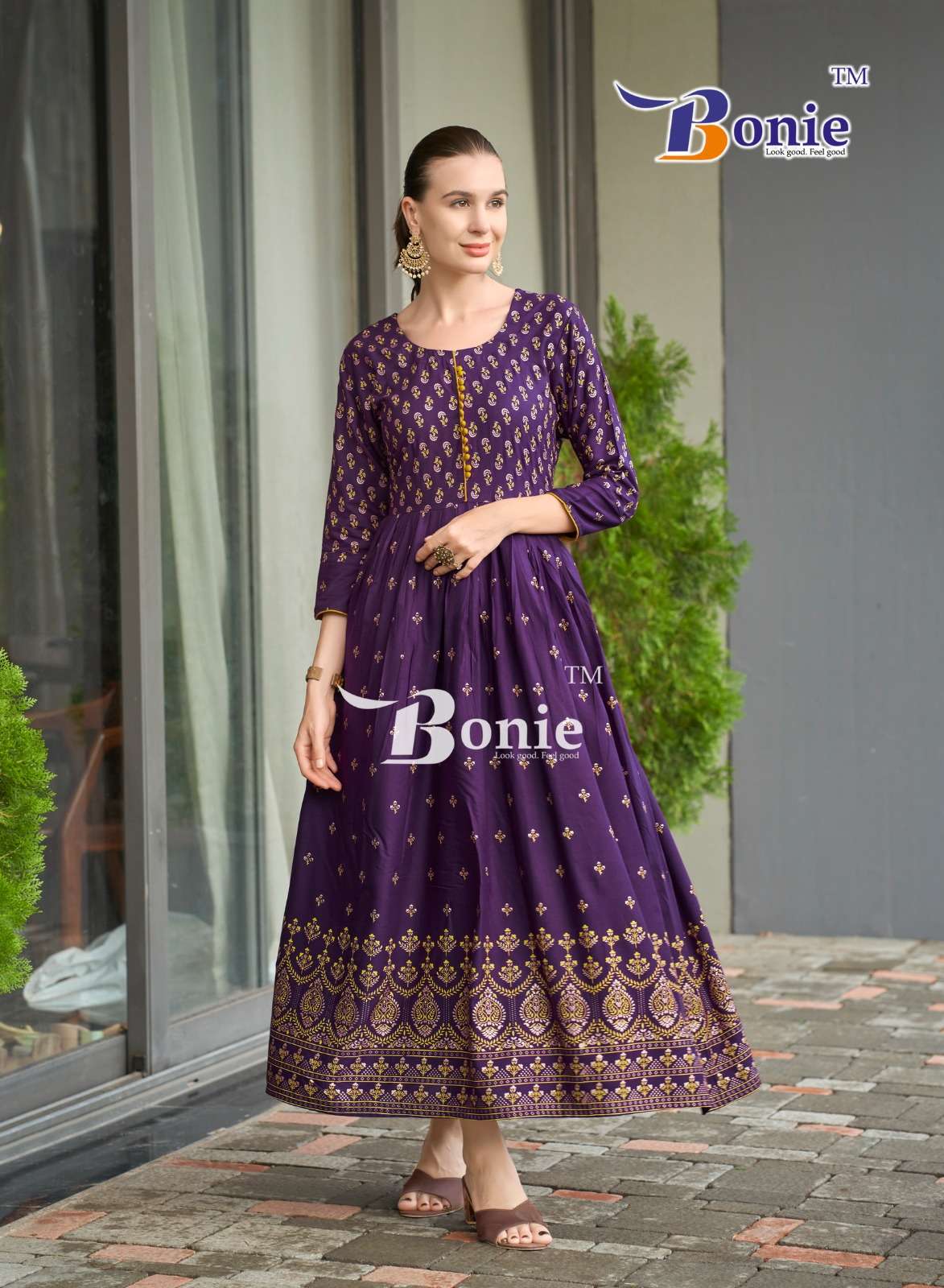 AANCHAL VOL-4 BY BONIE RAYON PRINT WITH LONG GHERA KURTI 