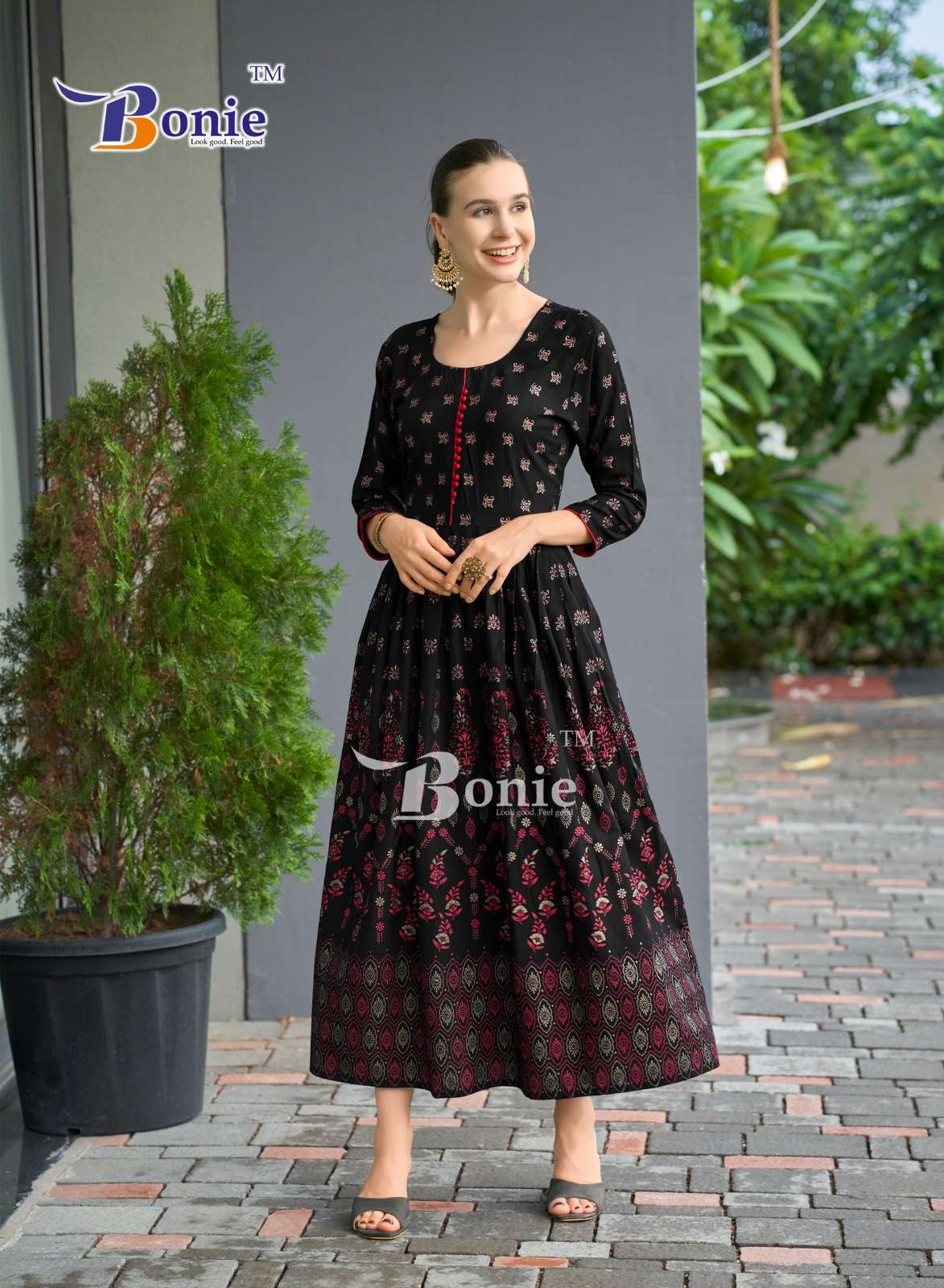 AANCHAL VOL-4 BY BONIE RAYON PRINT WITH LONG GHERA KURTI 