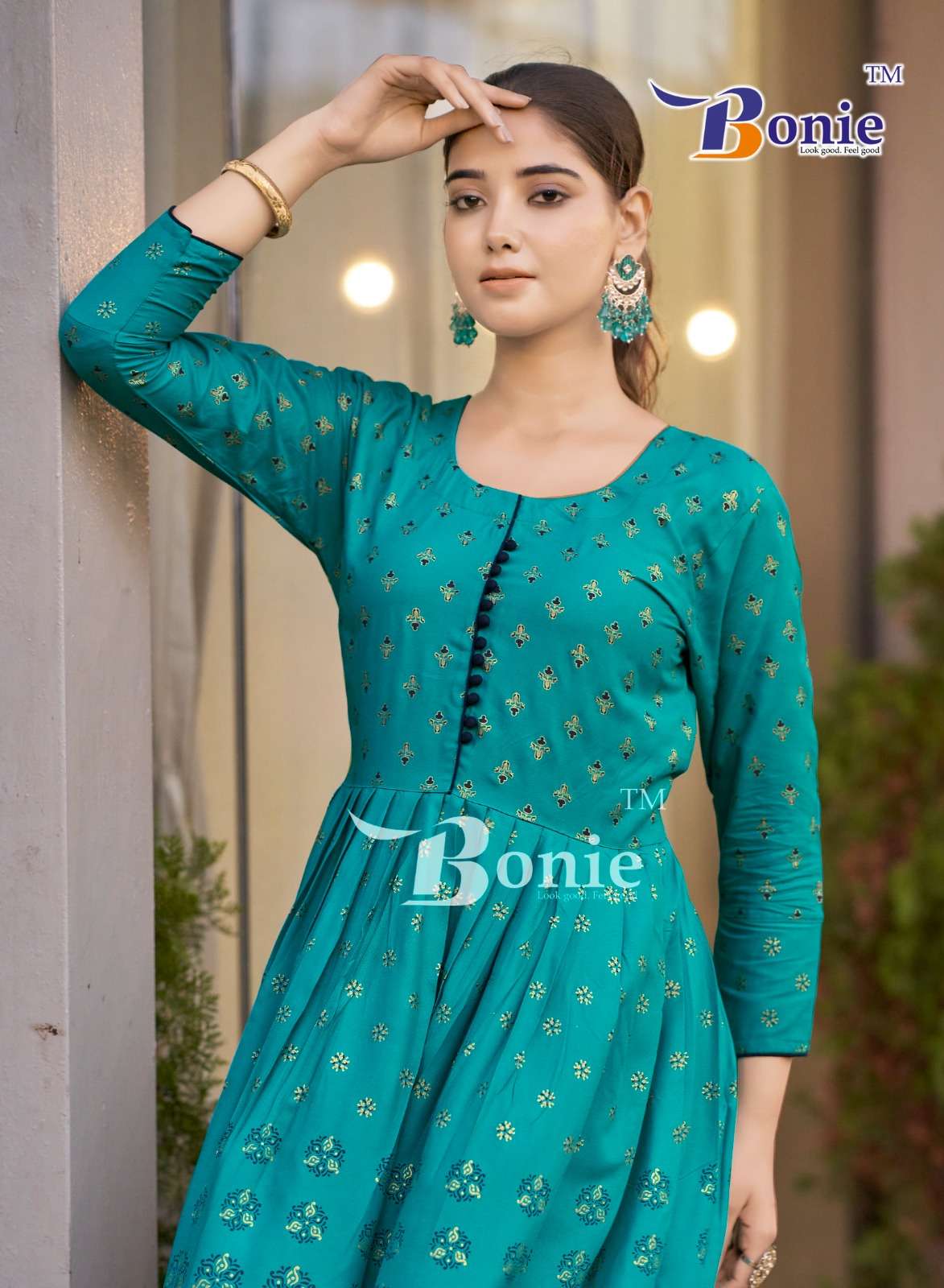 AANCHAL VOL-4 BY BONIE RAYON PRINT WITH LONG GHERA KURTI 