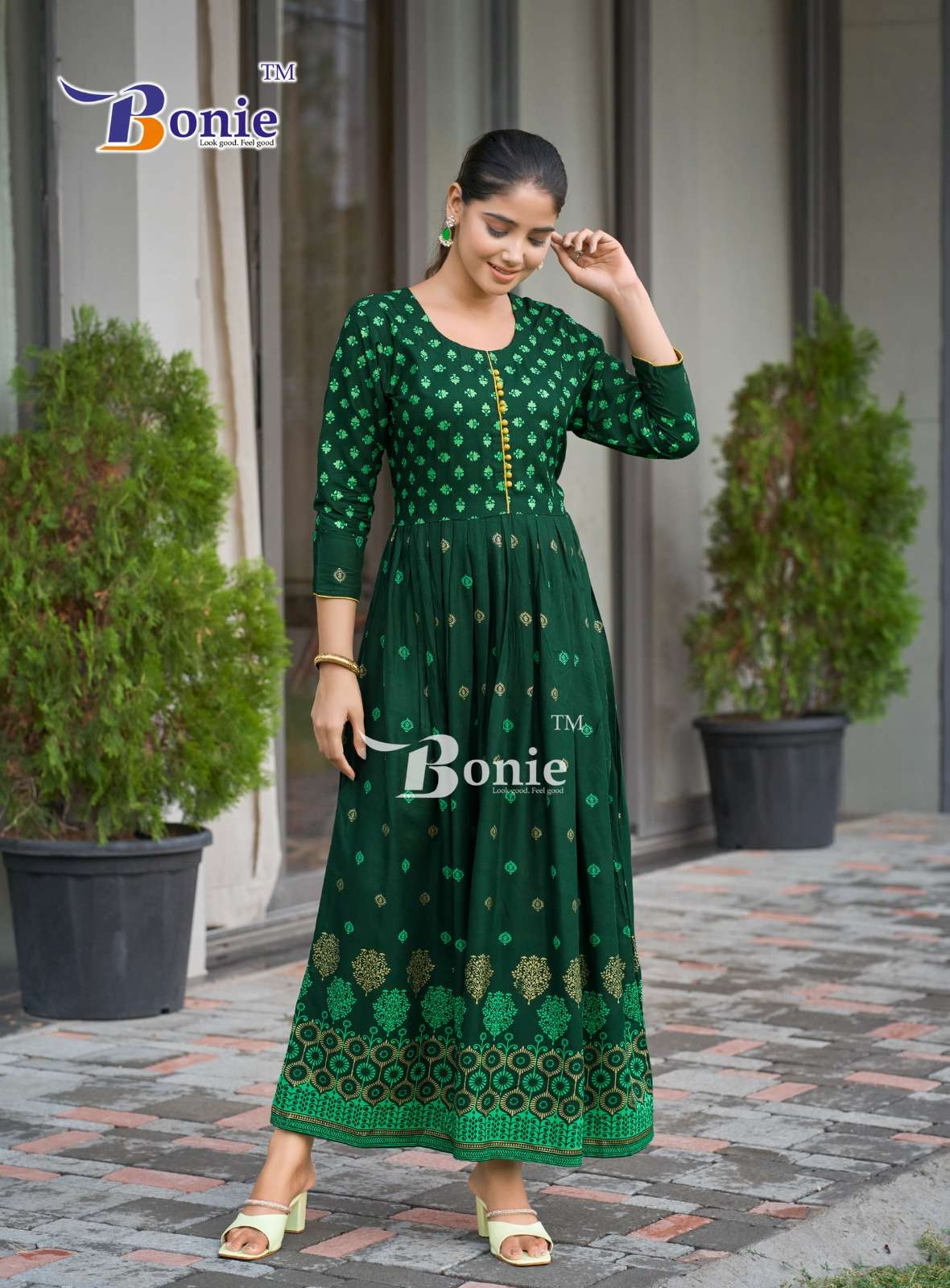 AANCHAL VOL-4 BY BONIE RAYON PRINT WITH LONG GHERA KURTI 