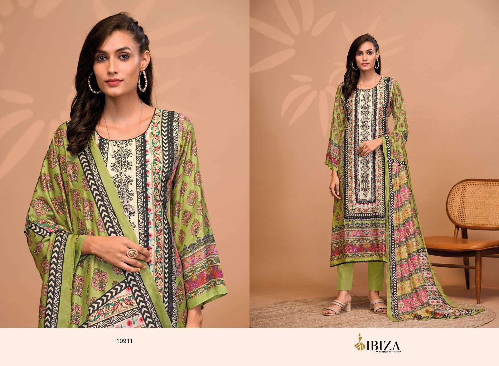 AASHNAA BY IBIZA PURE BANGLORY JACQUARD SILK & PAKISTANI LESS WITH HANDWORK