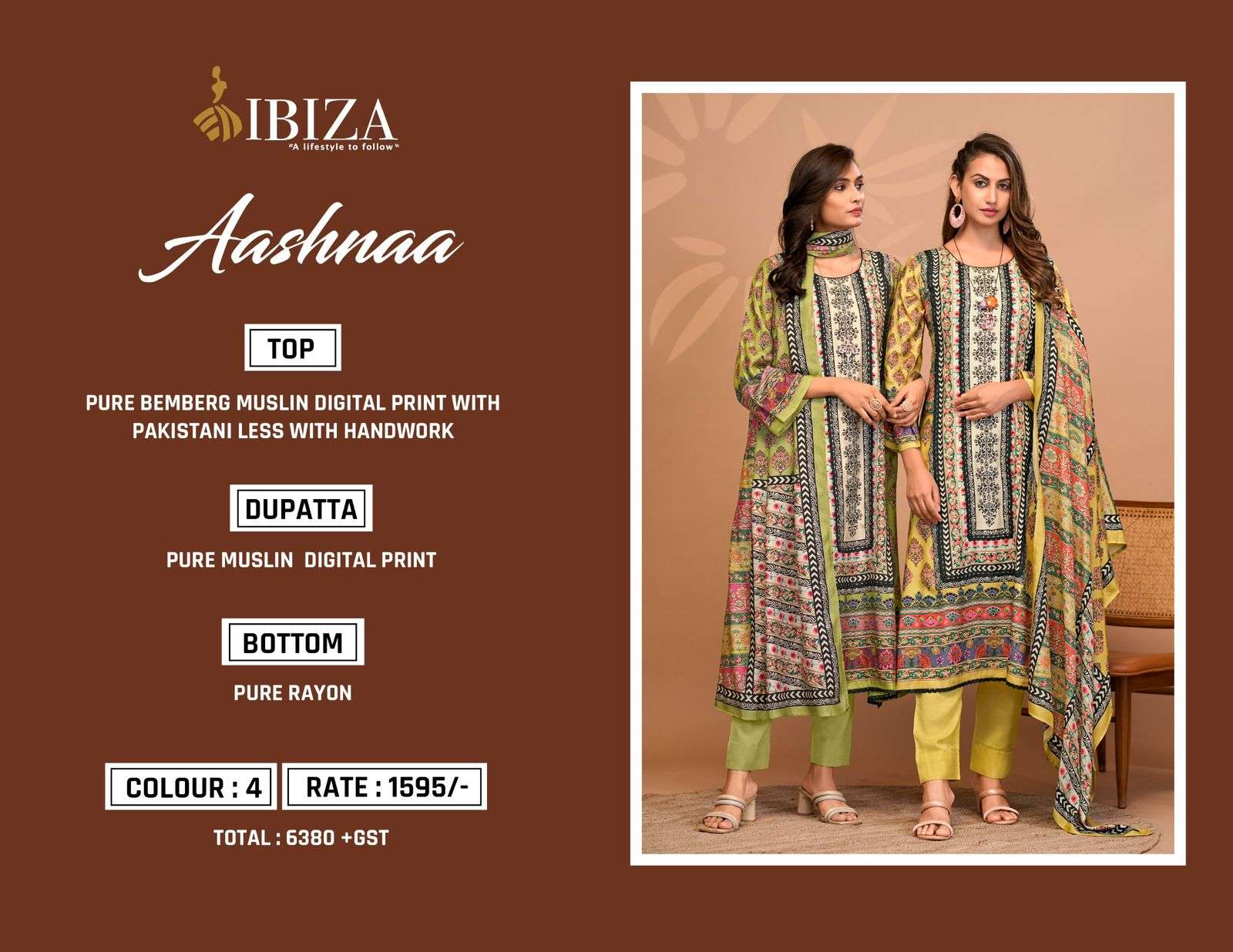 AASHNAA BY IBIZA PURE BANGLORY JACQUARD SILK & PAKISTANI LESS WITH HANDWORK