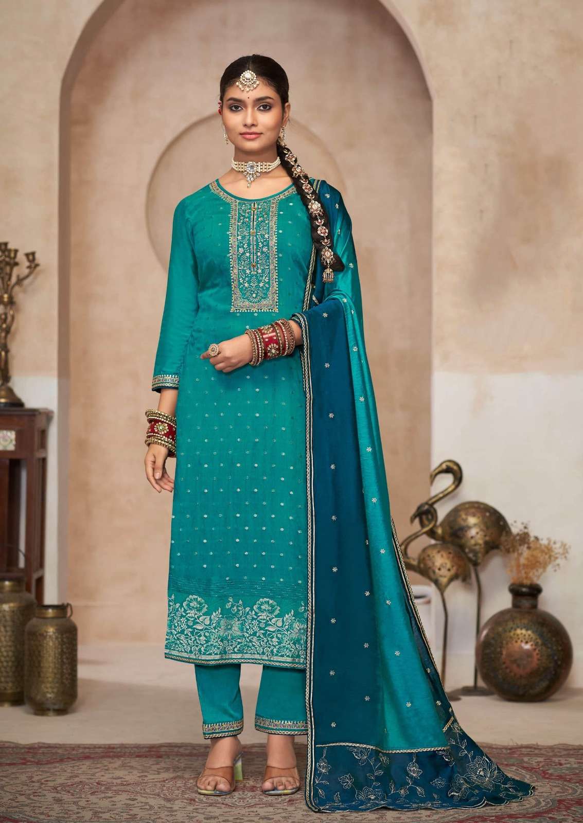 ADITI VOL-2 DESIGN NO- 5363 BY RANGOON PURE VISCOSE EMBROIDERY WORK NECK WITH FULL INNER  