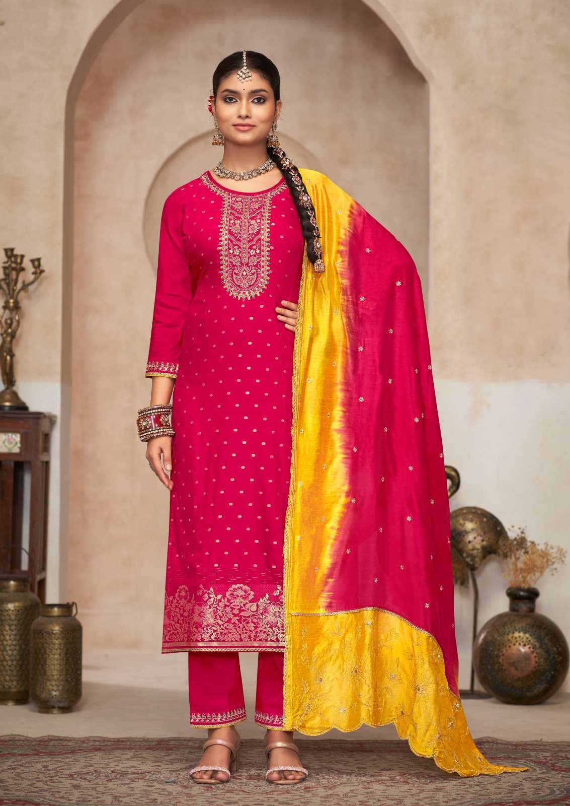 ADITI VOL-2 DESIGN NO- 5364 BY RANGOON PURE VISCOSE EMBROIDERY WORK NECK WITH FULL INNER  