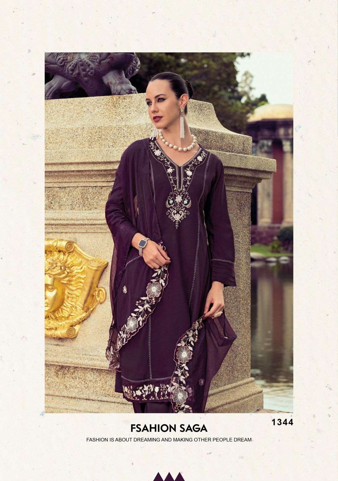 AFSANA BY LADY LEELA PURE HANDWORK WITH DAMAN WORK KURTI PANT & DUPATTA 