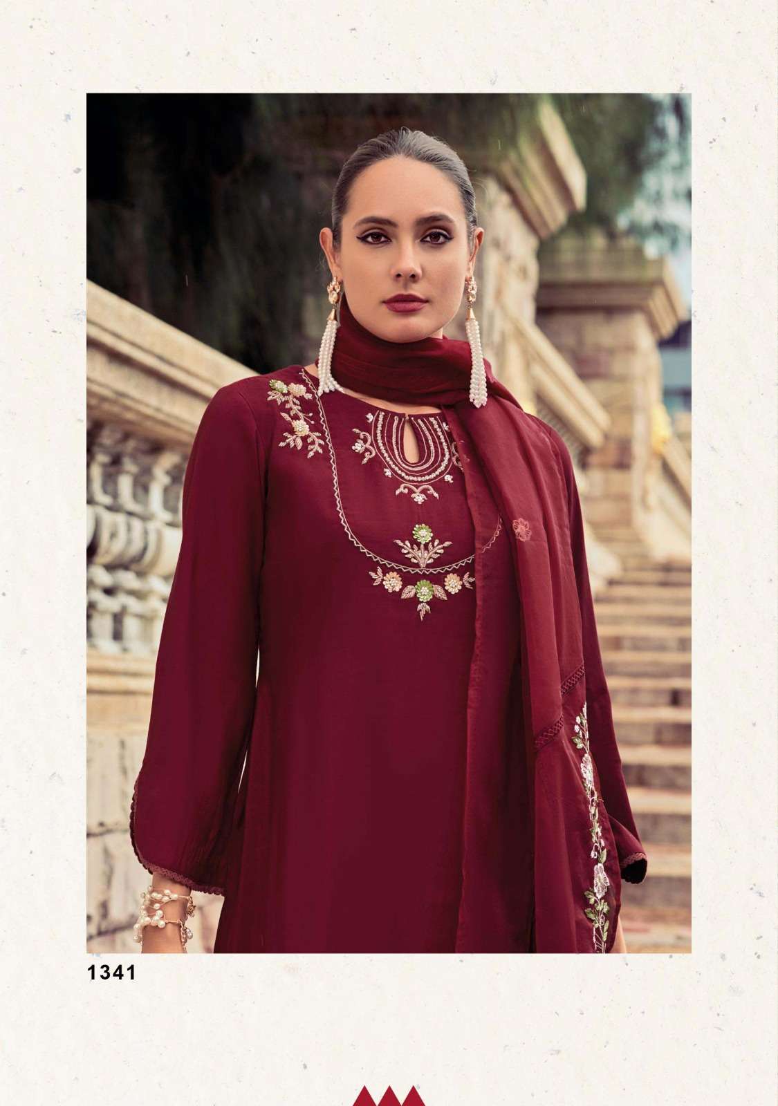 AFSANA DESIGN NO- 1341 BY LADY LEELA PURE HANDWORK VISCOSE SILK WITH DAMAN WORK KURTI & AFGHANI STYLE PANT WITH DUPATTA  