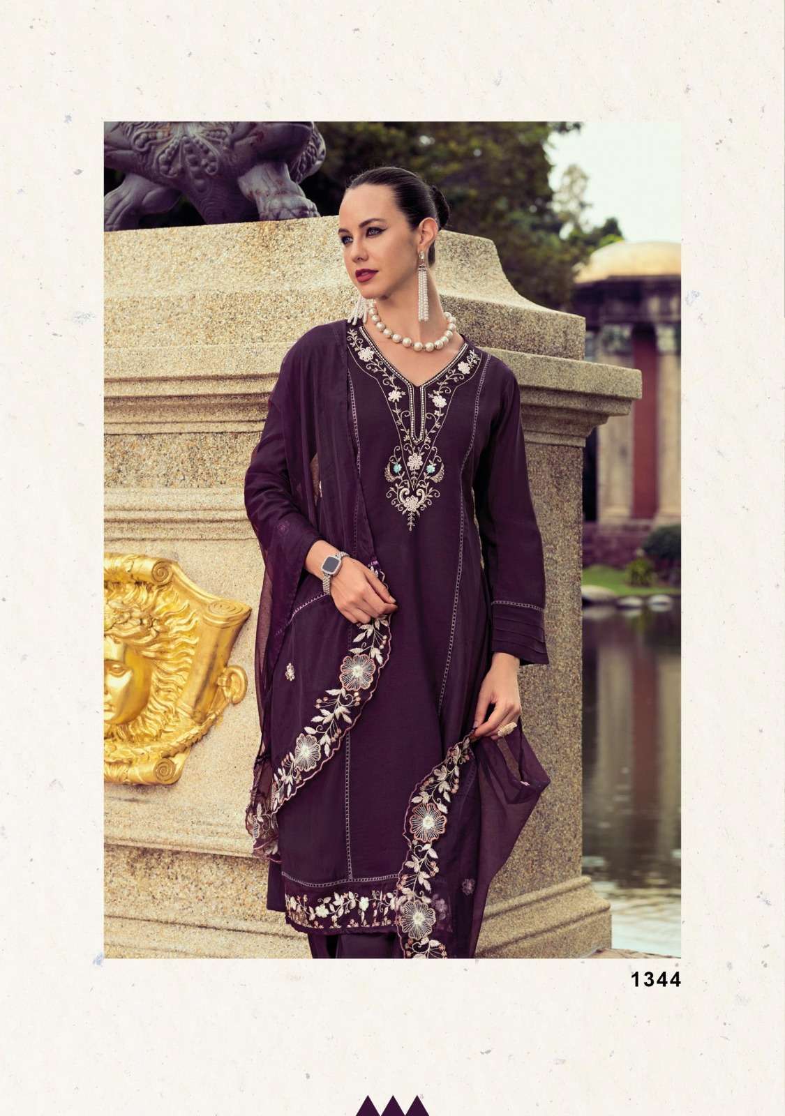 AFSANA DESIGN NO- 1344 BY LADY LEELA PURE HANDWORK VISCOSE SILK WITH DAMAN WORK KURTI & AFGHANI STYLE PANT WITH DUPATTA  