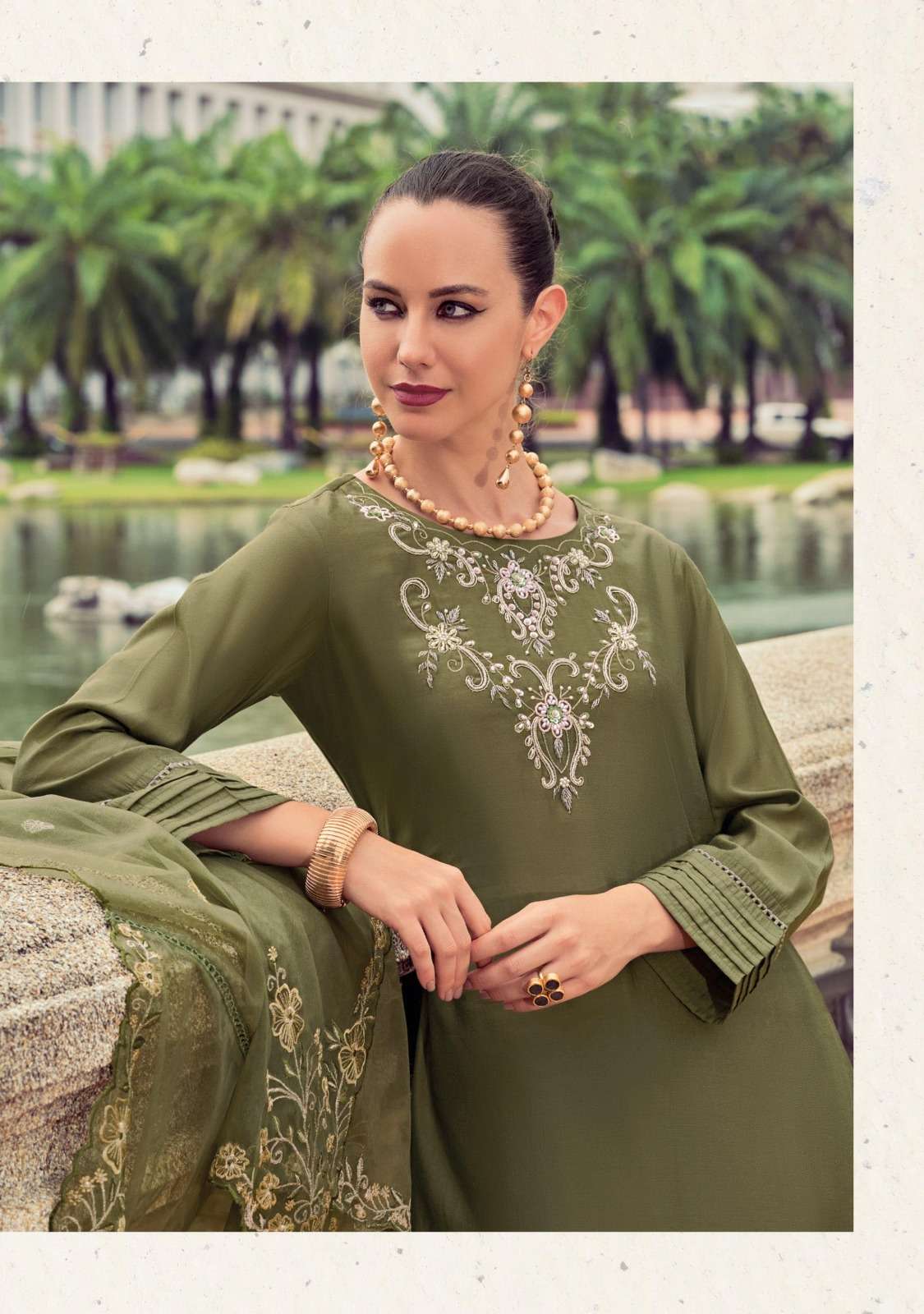 AFSANA DESIGN NO- 1346 BY LADY LEELA PURE HANDWORK VISCOSE SILK WITH DAMAN WORK KURTI & AFGHANI STYLE PANT WITH DUPATTA  