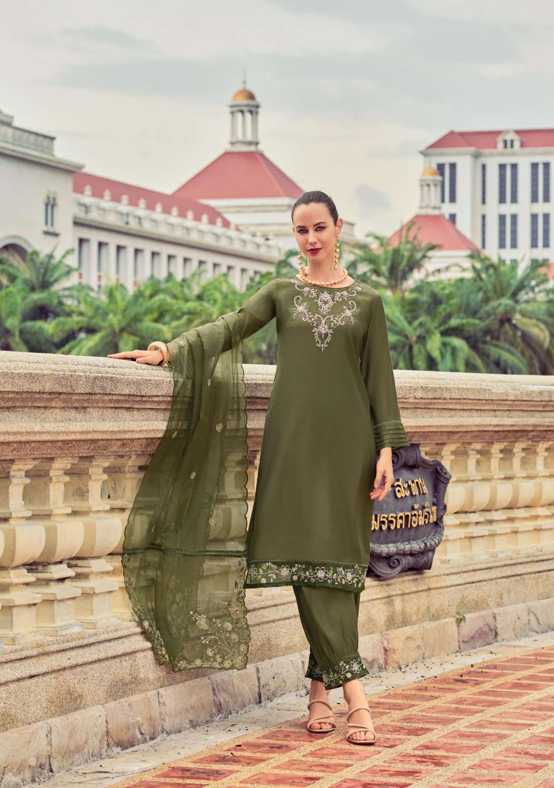AFSANA DESIGN NO- 1346 BY LADY LEELA PURE HANDWORK VISCOSE SILK WITH DAMAN WORK KURTI & AFGHANI STYLE PANT WITH DUPATTA  
