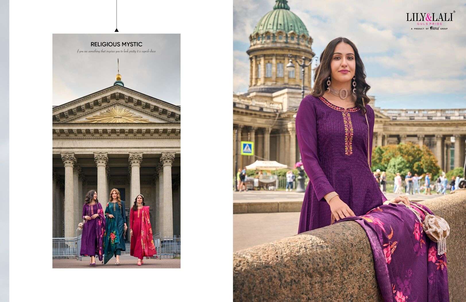 ALAMZEB BY LILY & LALI SCHIFFLI WORK IN ANARKALI STYLE WITH BOTTOM & DUPATTA 