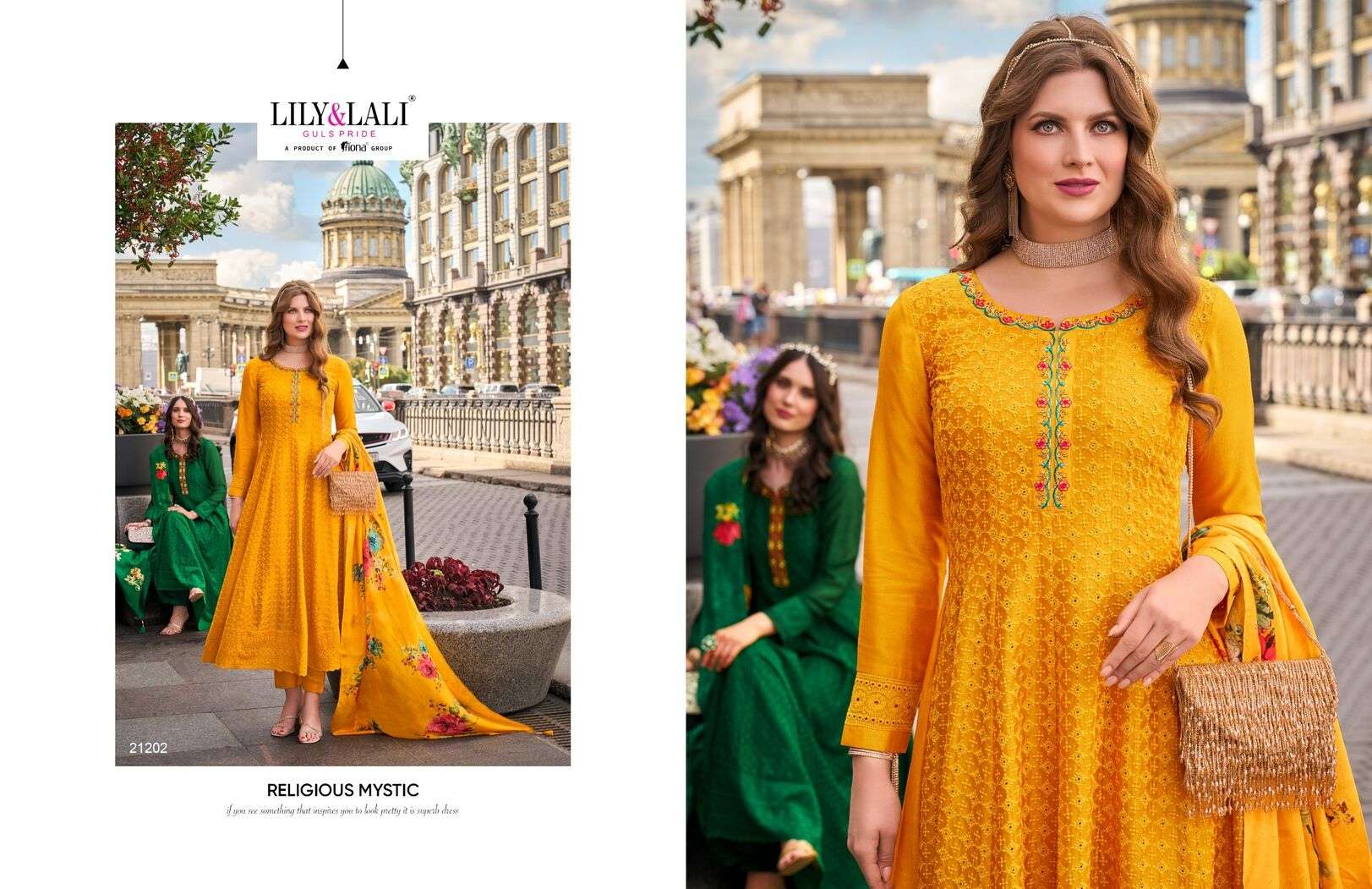 ALAMZEB BY LILY & LALI SCHIFFLI WORK IN ANARKALI STYLE WITH BOTTOM & DUPATTA 
