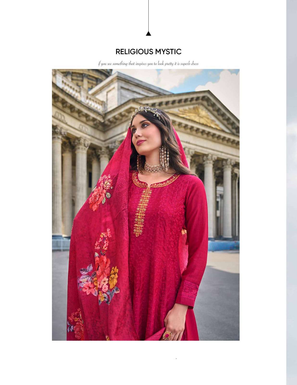 ALAMZEB DESIGN NO-21206 BY LILY & LALI PURE RUSSIAN SILK WORK ON VICHITRA SILK ANARKALI PATTERN WITH BOTTOM & DUPATTA  